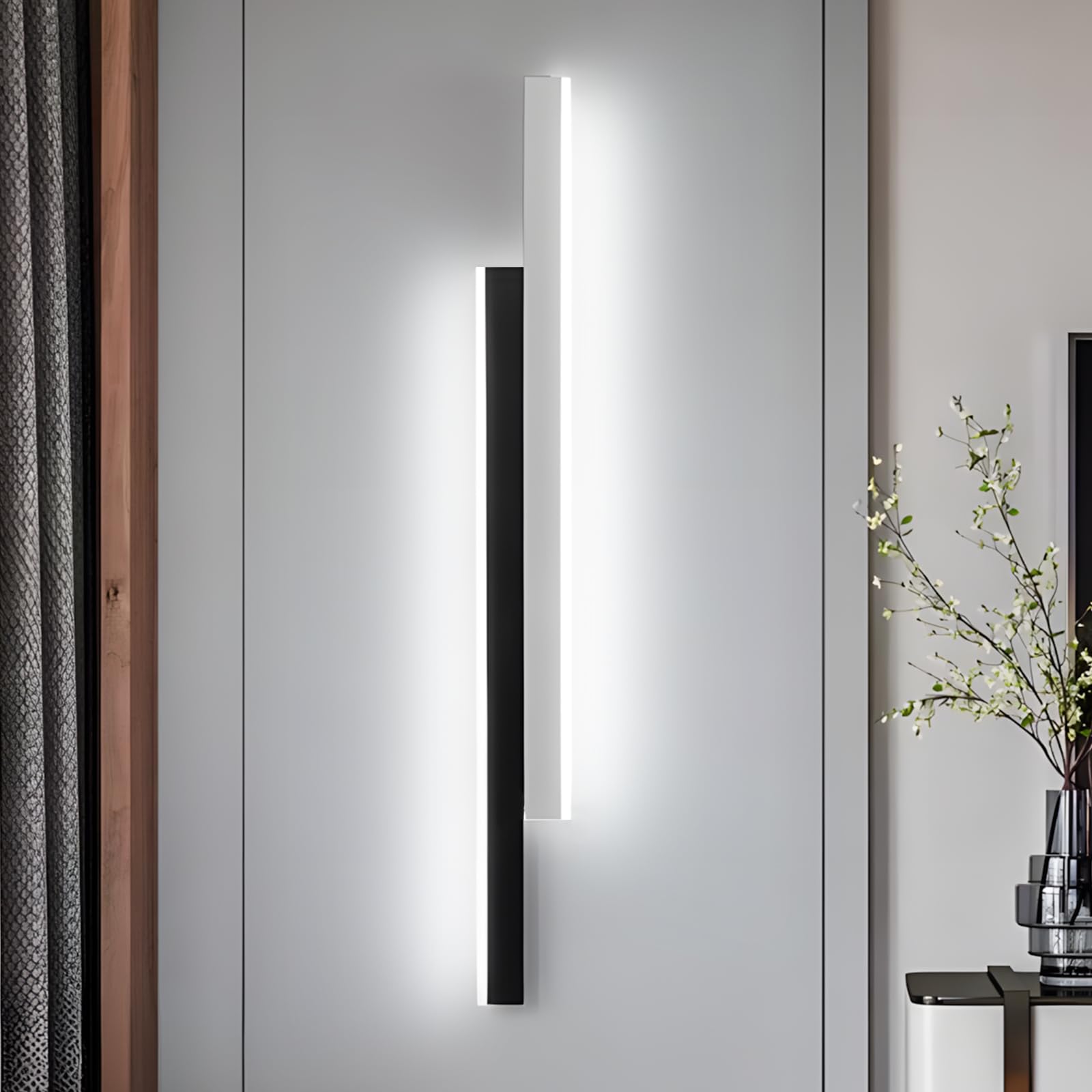 niuniaj Aplique Pared Interior Lampara de Pared,30W 115CM Apliques Pared Largo,Blanco Frío 6000K Aplique Pared LED para Salón Dormitorio Estudio Pasillo Escaleras