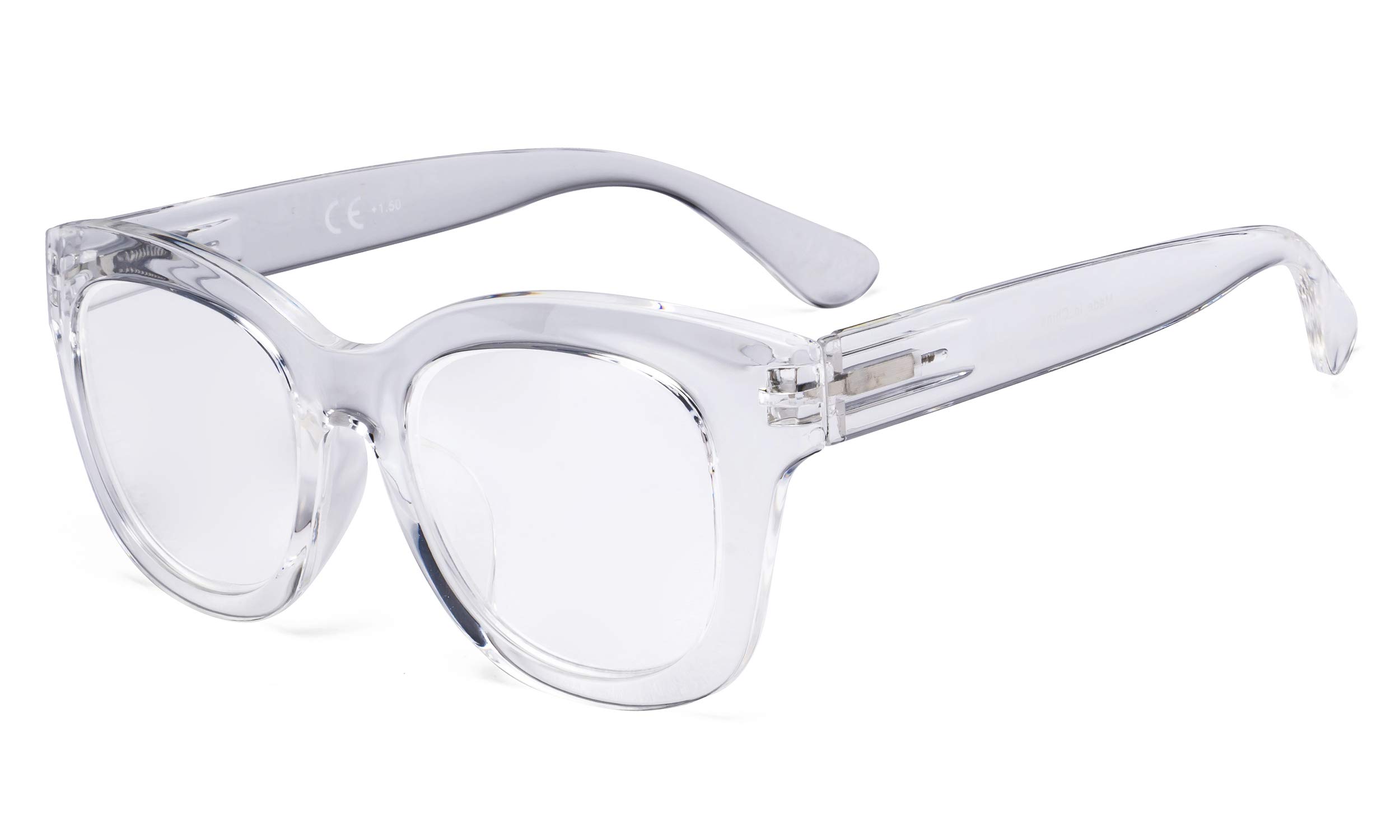 Eyekepper Oversized Reading Glasses - Retro Readers for Women Reading - Transparent Frame +4.00