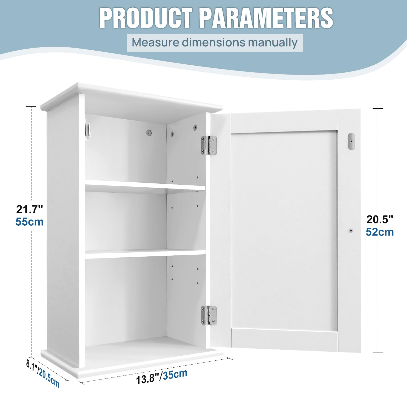 Armario de pared para baño, armario de almacenamiento de Madera para montar en la pared, organizador de baño con Una puerta y unidad de almacenamiento de pared Moderna aj