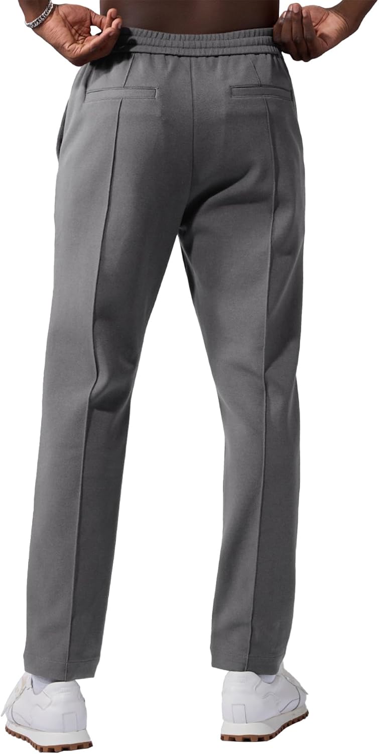 Fioboc Mens Casual Pants Elastic Waist Dress Pants Lightweight Drawstring Sweatpants with Pockets - Image 5