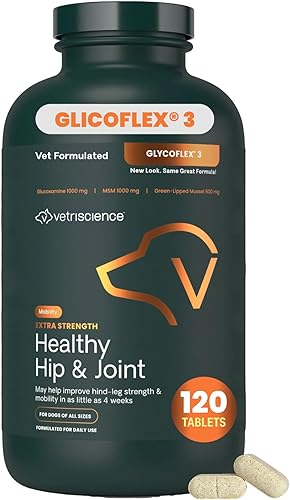 Miniatura 10 de VETRISCIENCE Glycoflex Clinically Proven Hip and Joint Supplement with Glucosamine for Dogs - Vet Recommended Mobility Support Supplement with DMG