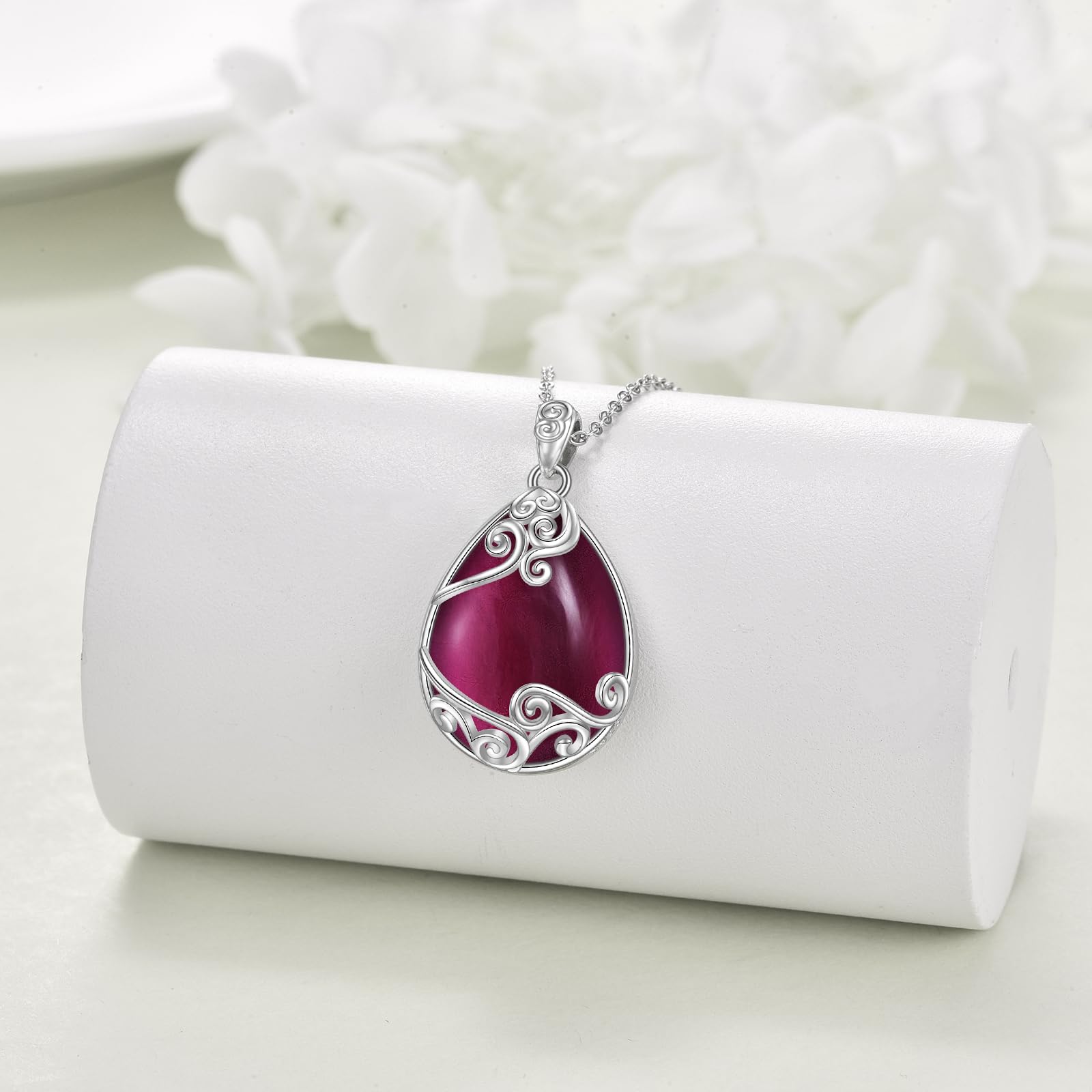 YAFEINI Lebensbaum Kette Mondstein Anhänger Halskette 925 Sterling Silber Baum des Lebens Halskette Baum Leben Schmuck Geschenk für Damen Mädchen Mama