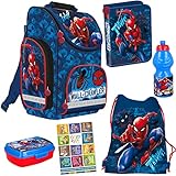 L'ensemble de 6 pièces comprend : cartable, trousse à crayons, sac de sport, bouteille d'eau, boîte à lunch et cahier de devoirs. Convient dès la première classe de l'école primaire.