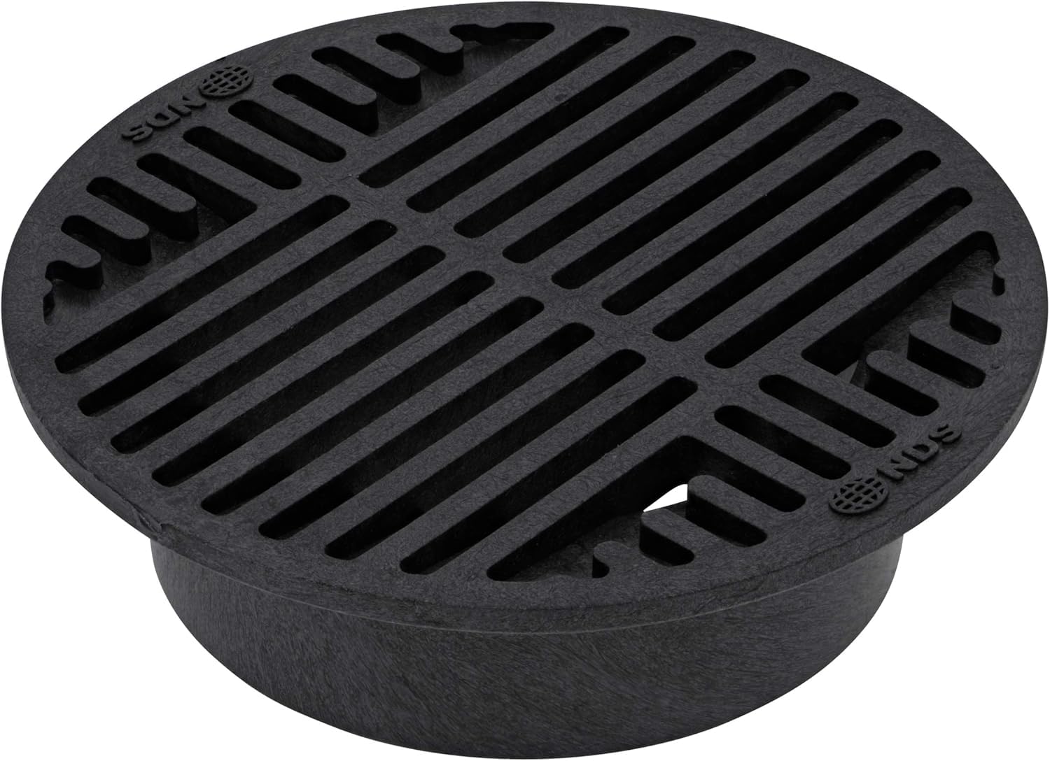 NDS 10, 8-Inch Round Grate, Connects to 6-Inch Spee-D® Basin, 6-Inch Drain Pipes and Fittings, for Small Lawns, Landscaping and Patios, Plastic, Black