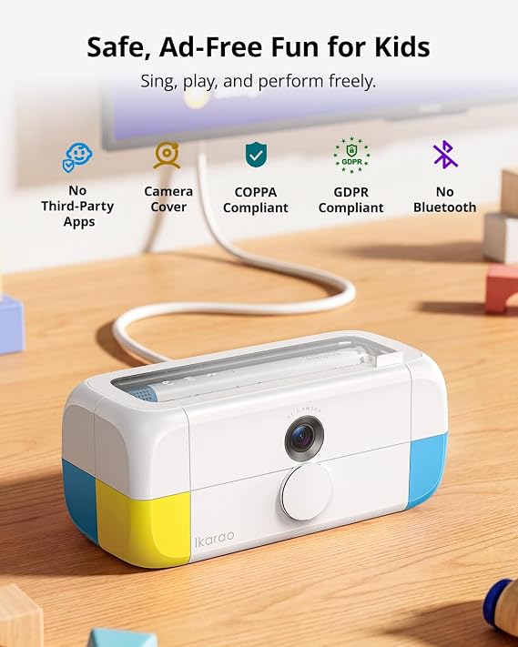 Ikarao Sparkle Kids Karaoke Machine with AR Camera, Interactive Music Video Games, HDMI TV Karaoke System, 2 Wireless Mics, Gift for Boys & Girls 312, Birthdays & Family Parties