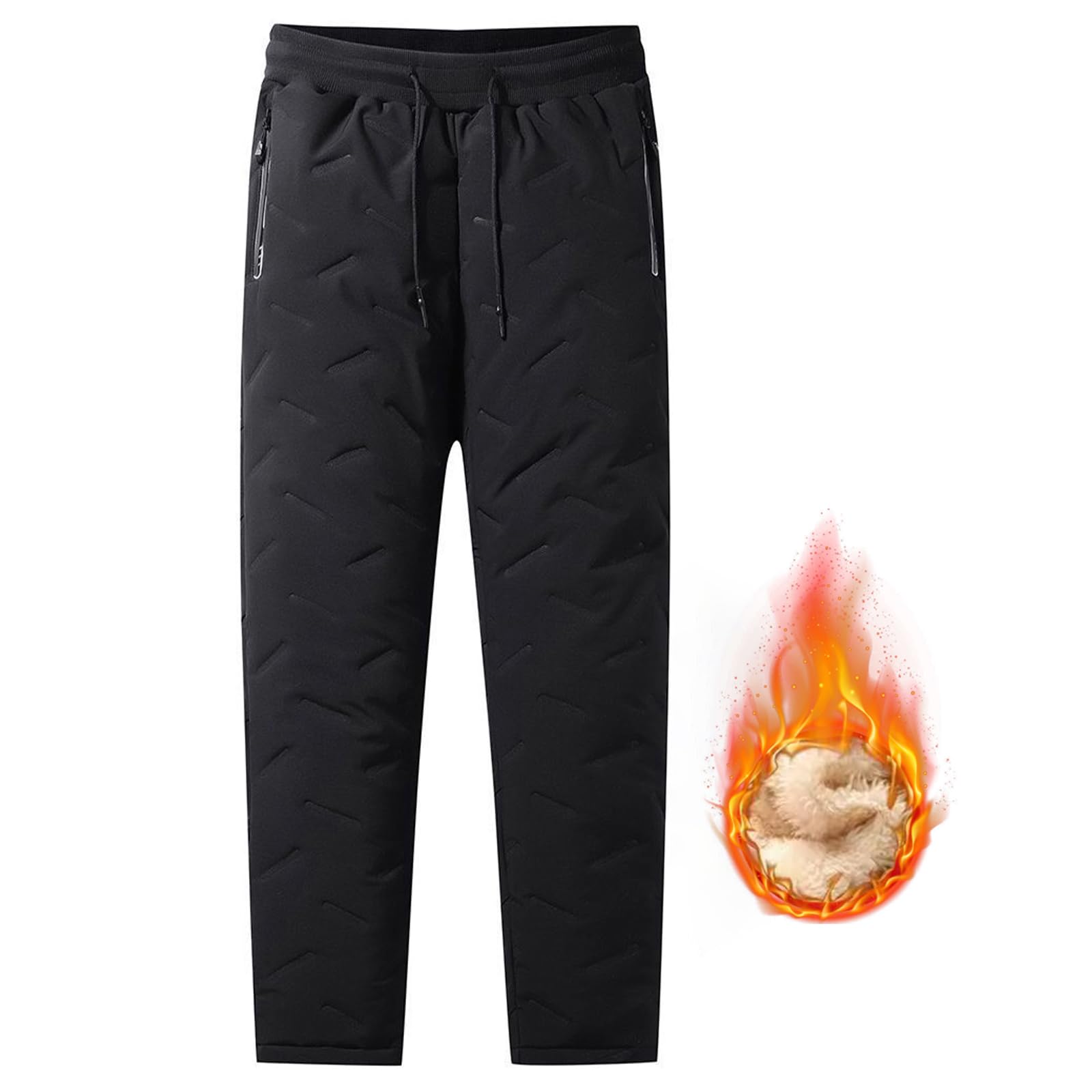 MEIION Outdoor Thermohose Herren Plus Size Herren-Samthose, Verdickte Warme Winterhose, Einfarbig, Geprägt, Lässig, Sport, L-7XL