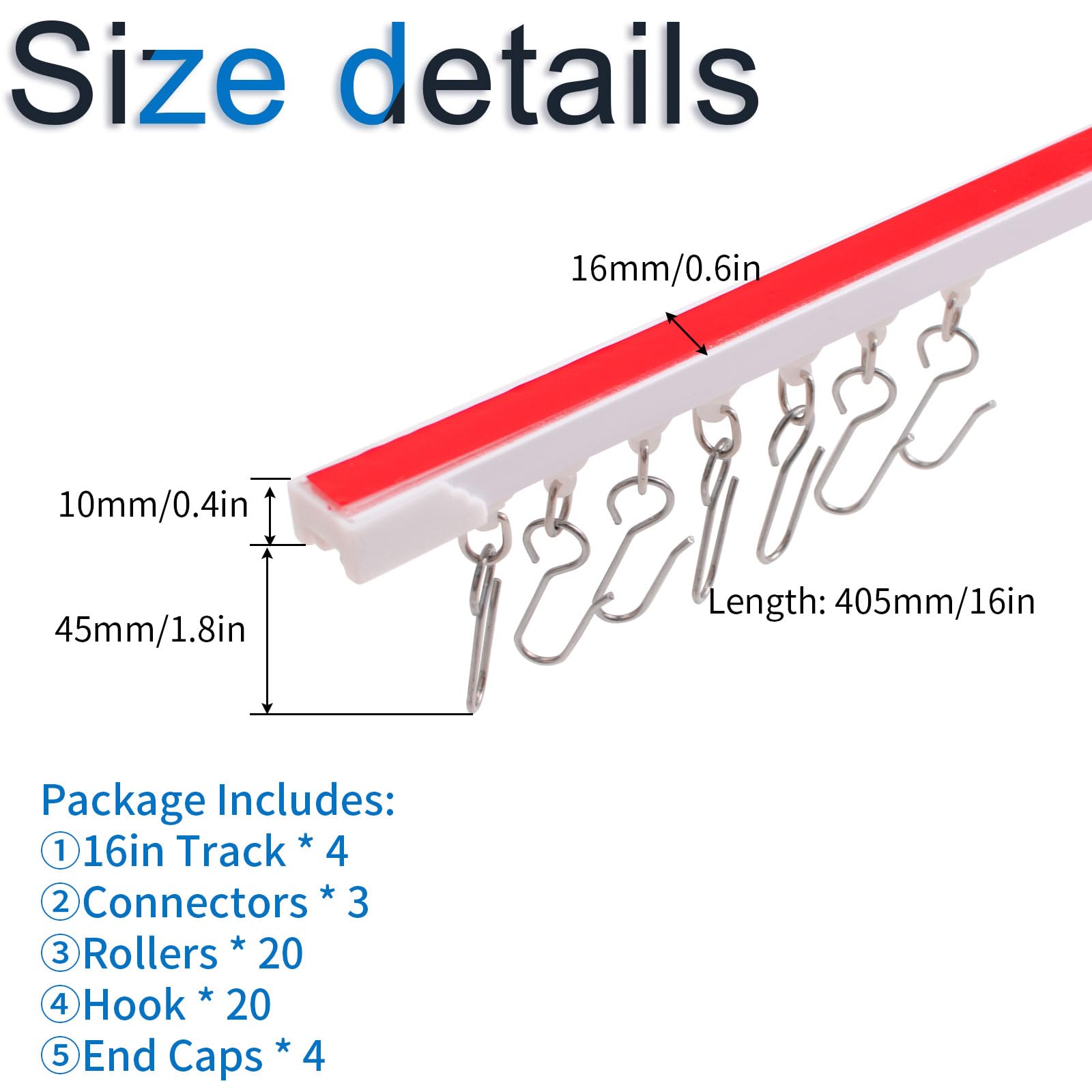 INCREWAY Binario per tenda da soffitto o parete, adesivo per soffitto, divisorio per stanza, senza trapano, senza viti, ganci per tende da bagno e doccia