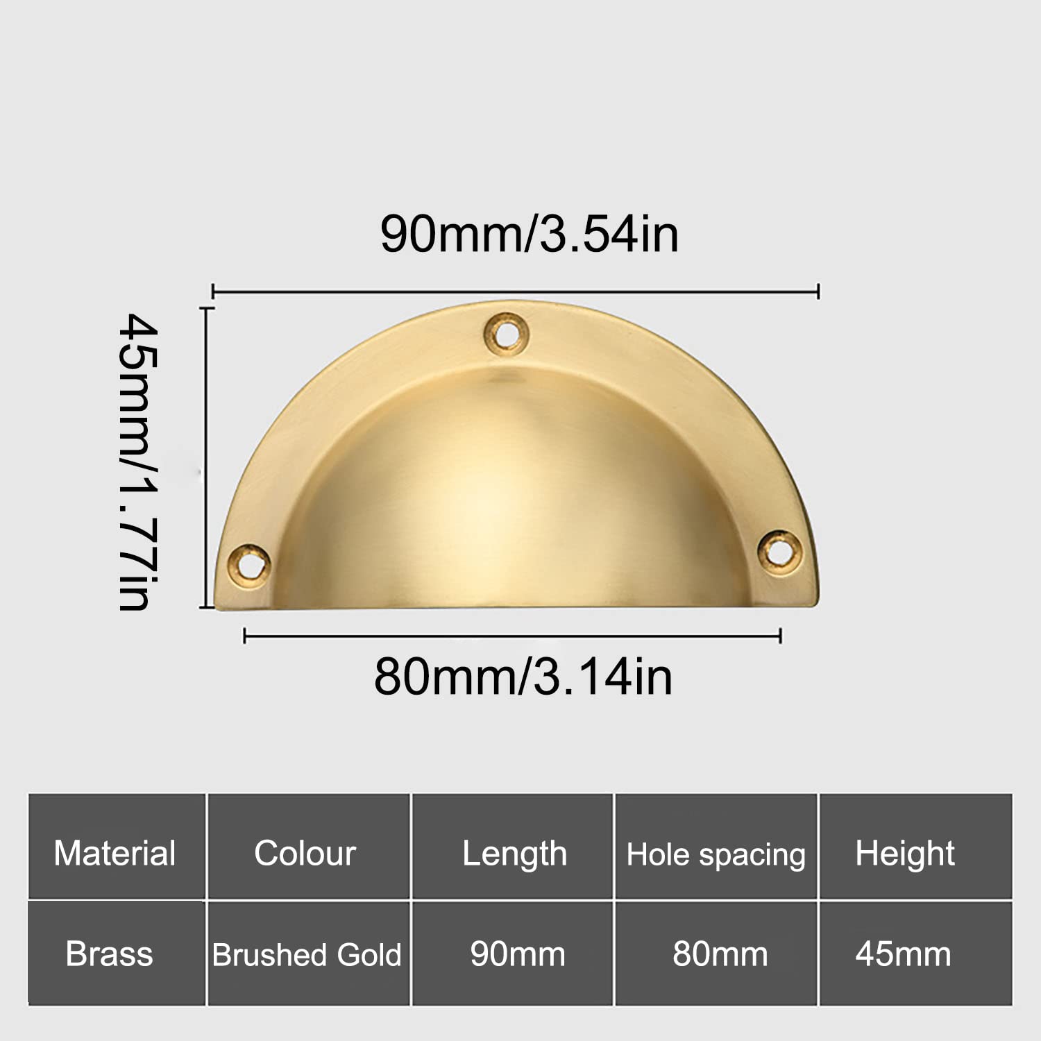 6 Pezzi Retrò Maniglie per Tazze a Conchiglia, Pomello in Ottone Massiccio di Puro Rame, Pomelli per Mobili in Bronzo Antico, per Cabinet, Armadio, Comò, Armadio, Cassetto, con Viti (Matt brushed 【T2