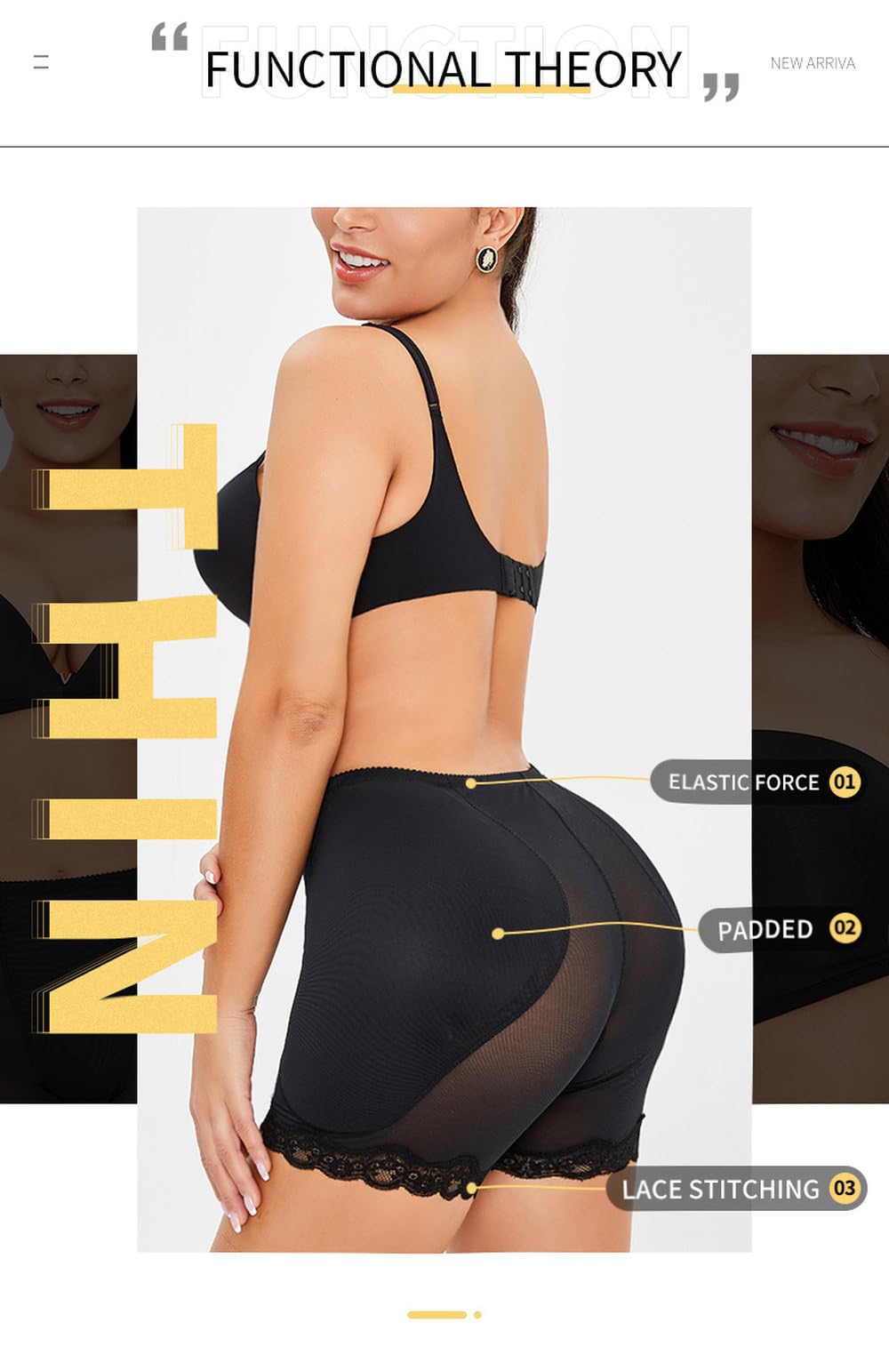 Bragas Levantadoras De Glúteos - Faja Moldeadora De Realce De Glúteos Para Mujer, Bragas De Cintura Baja Para Realzar Las Caderas, Mono De Talla Grande, Almohadillas Adelgazantes Para El Abdomen