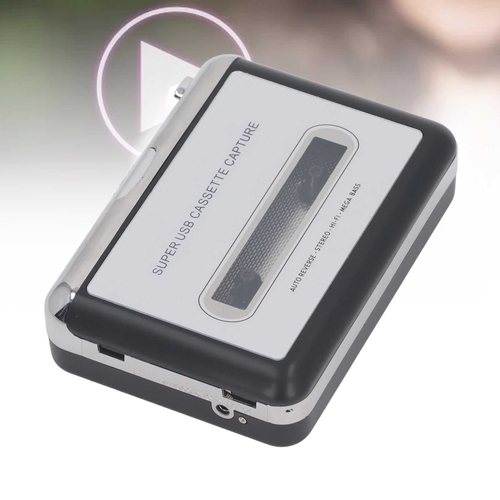 Box Convertidor de MP3, Reproductor de Cinta de Cassette, Convertidor de Cinta de Cassette a MP3 con Auriculares Integrados, Adaptador Portátil USB Captura Música para CD, Plug