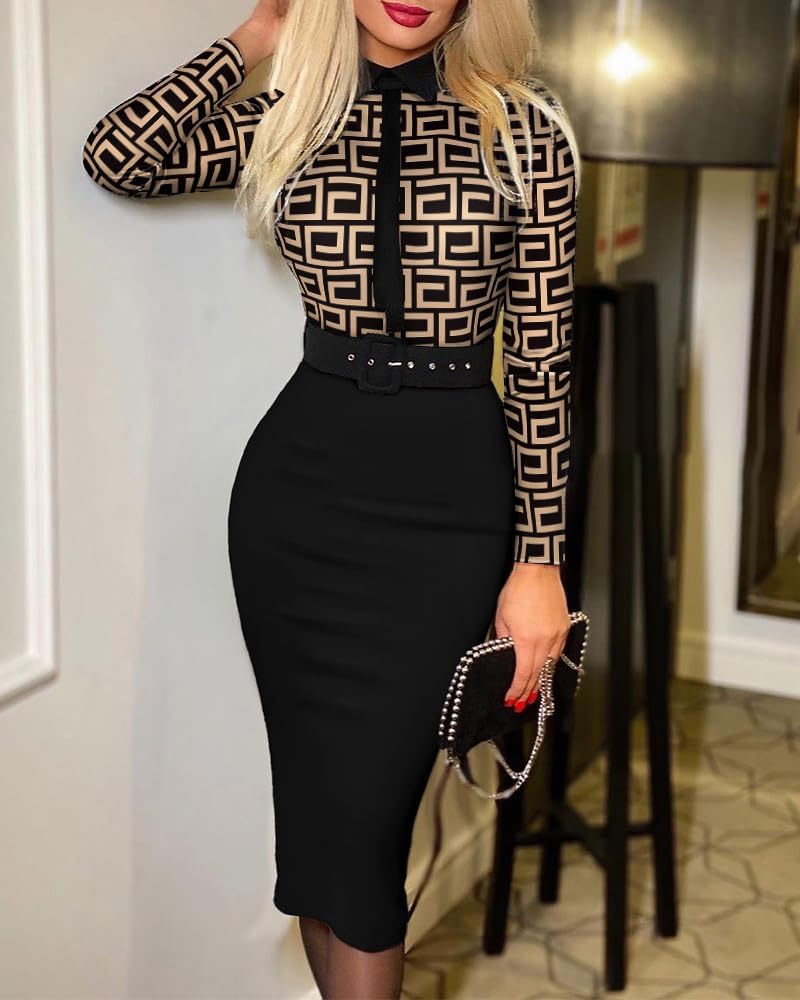 Women's Dress Printed Contrasting Color