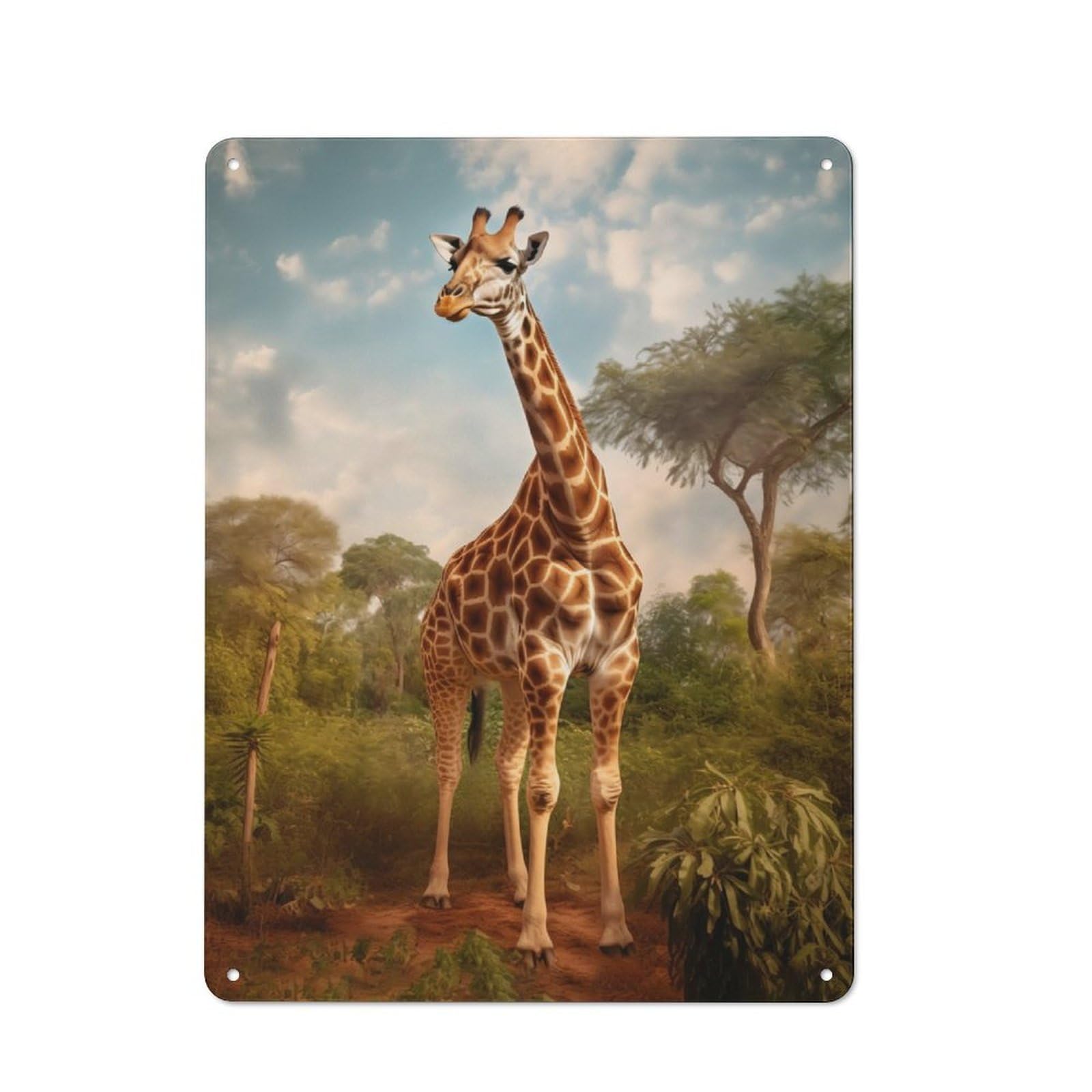 Junmoney Giraffe In Savannah Vintage Tin Sign 40X30cm With For Hobby Room Or Studio, A Decorative Christmas Gift For Hobby Room Decor Fans