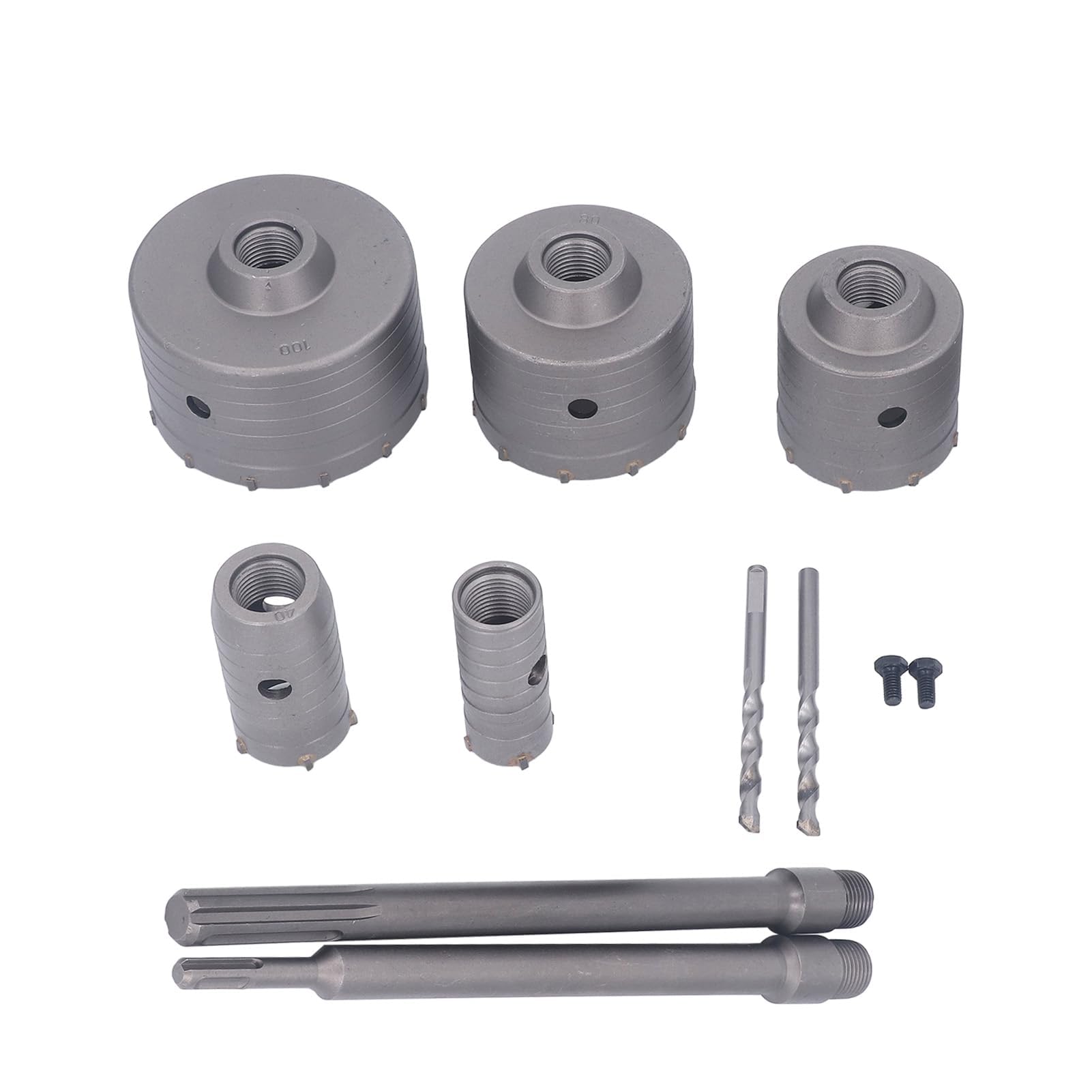XHTLLO 9Pcs Concrete Hole Saw Kit, 30-100mm Masonry Drill Bit Set, for Brick Wall Stone