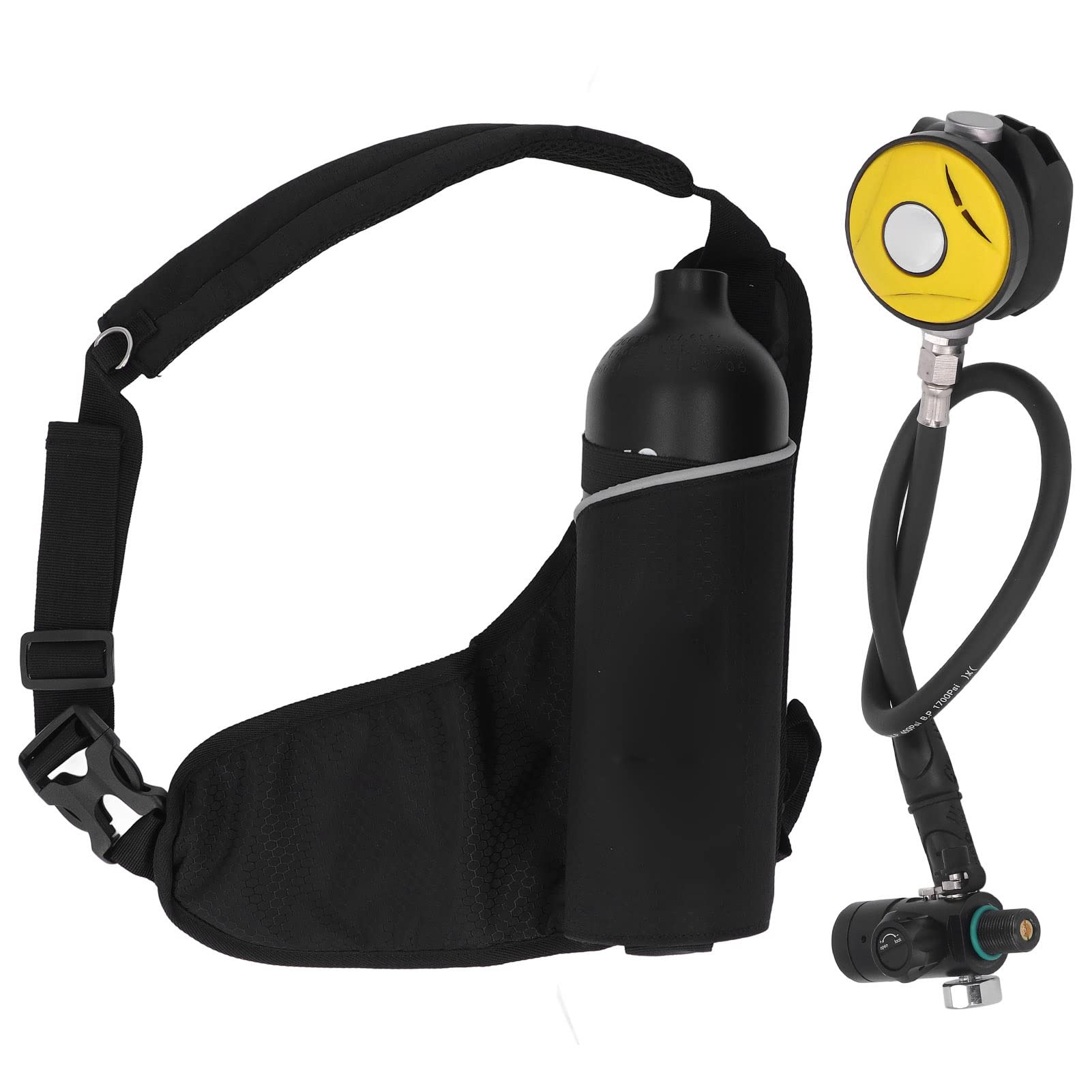 RiToEasysports Ensemble de Cylindre à Oxygène 1L, Kit de Plongée en Alliage en Aluminium avec Soupape de Décharge de Pression de L'instrument Lumineux pour L'extérieur
