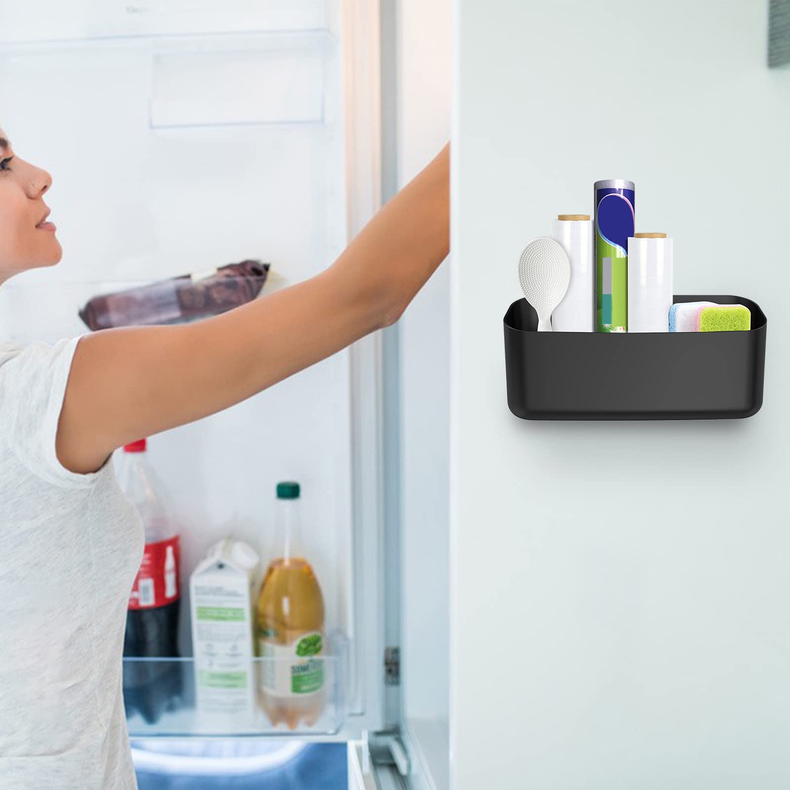 MoKo Magnetic Dry Erase Marker Holder, Widen Magnetic Marker Pen Storage for School Supplies, Whiteboard, Refrigerator, Locker, Laundry Storage Basket Lint Holder Bin for Dryer, Washing Machine, Black