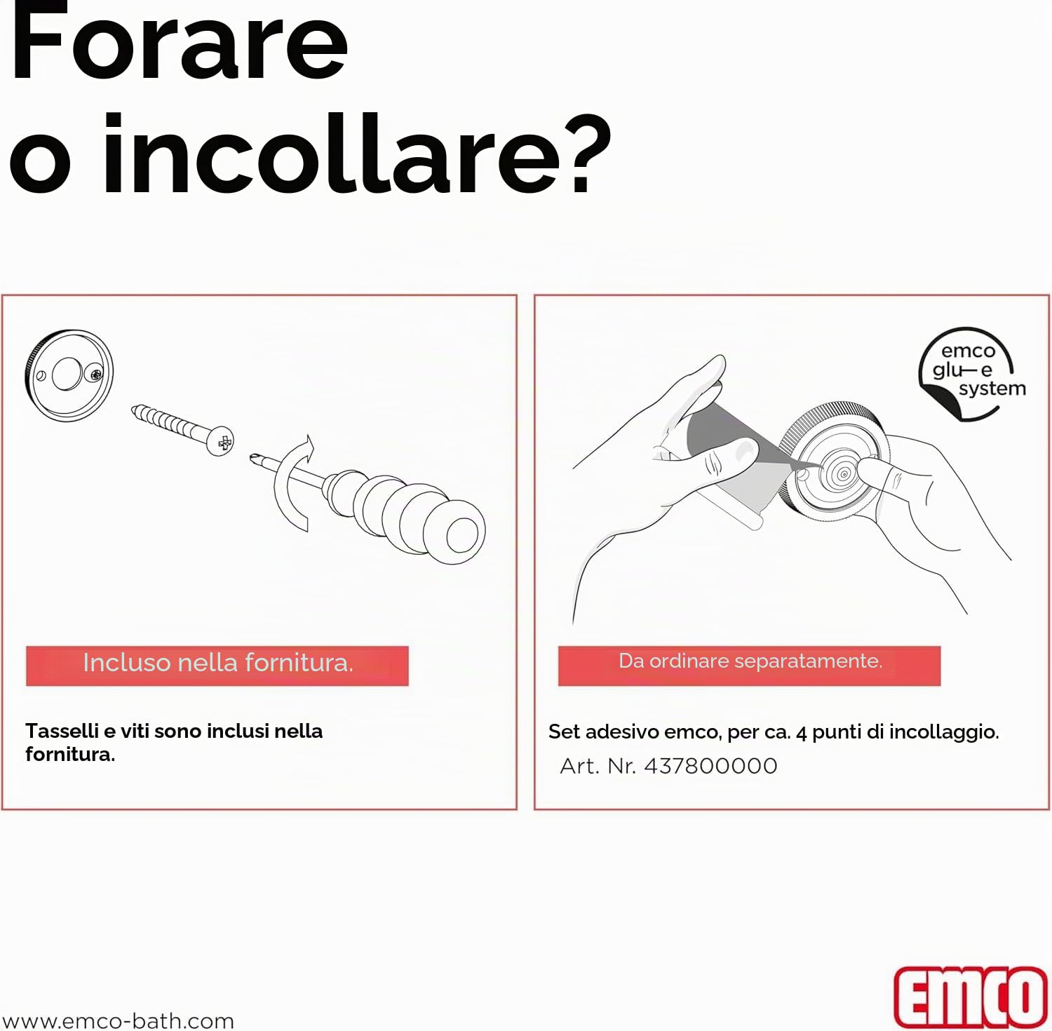EMCO Portasciugamani rotondo a braccio singolo, da parete, in metallo rigido, cromato