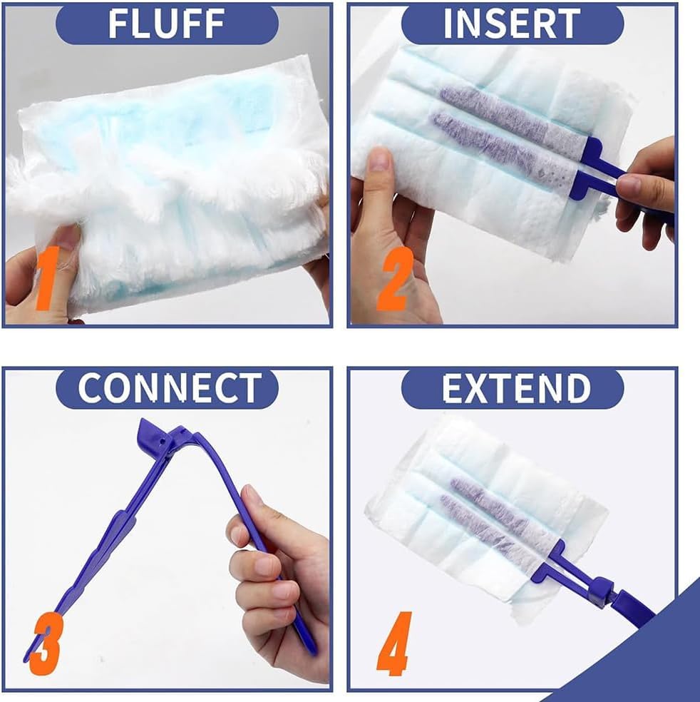 Image of 50 Count Duster Refills for Swiffer Duster, 180 Heavy Duty Disposable Dusters Replacement Kit with Handle, Heavy Duty Multi Surface Duster Refills for Home, Office, Blinds, Ceiling Fans