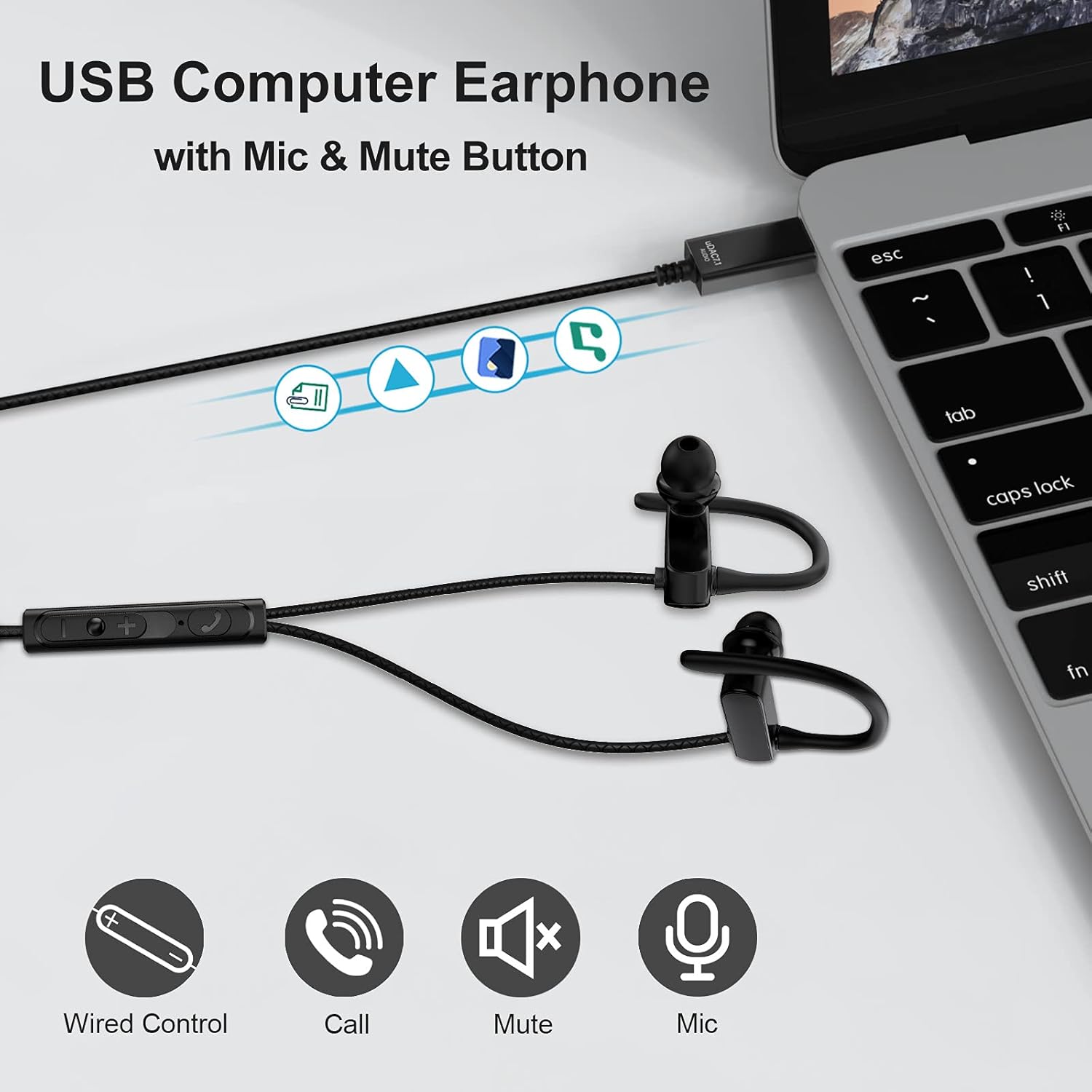 Buy Computer Headphone, TITACUTE USB Earphones 2.5M 8.2FT Wired Earbuds