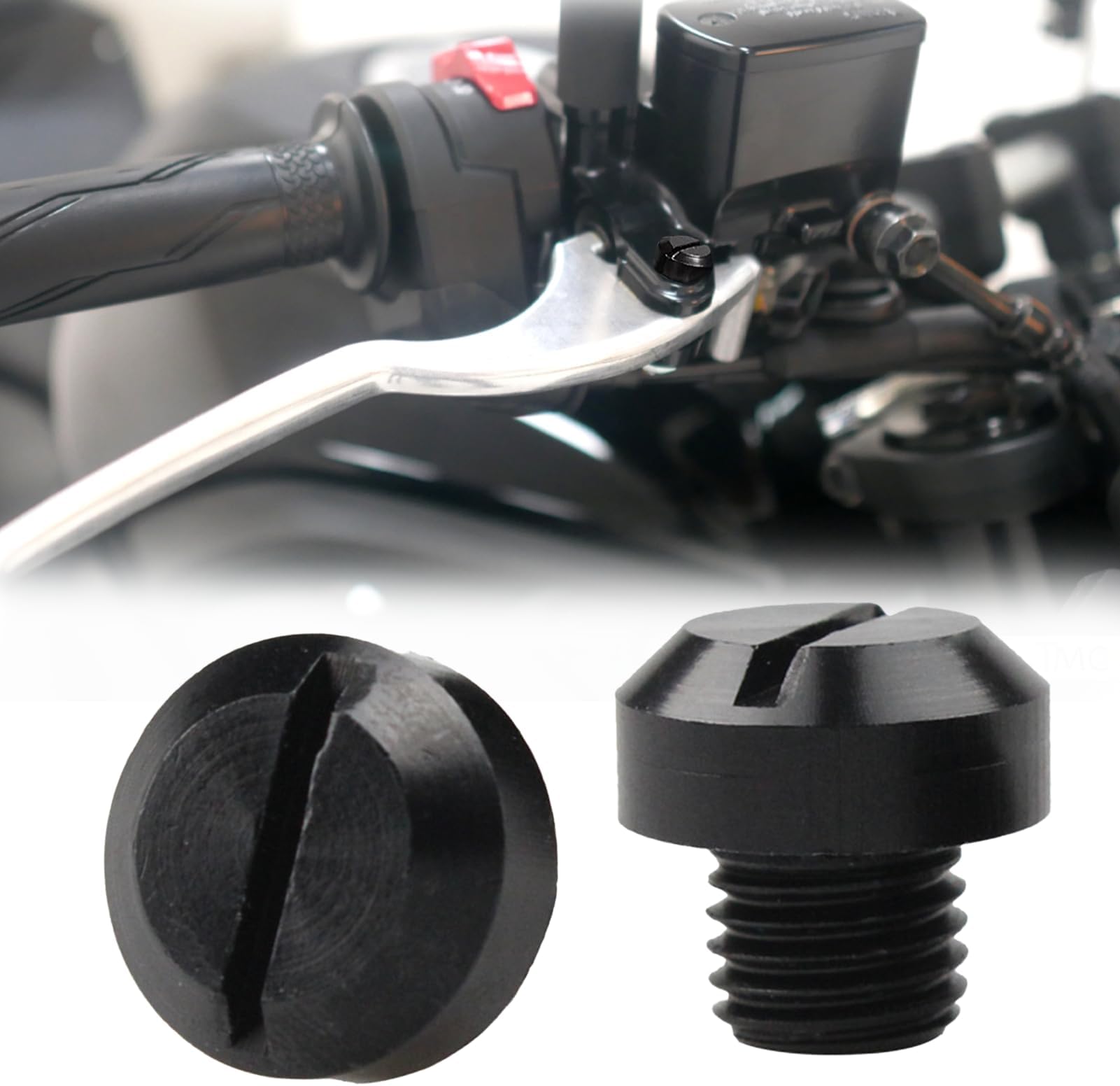2 Pcs M10x1.25 Motorbike Accessories Durable Motorcycle Mirror Screws For Rearview Mirrors Rust-Proof Aluminium Alloy Mirror Hole Plugs Screw For Most Motorcycles (Black)