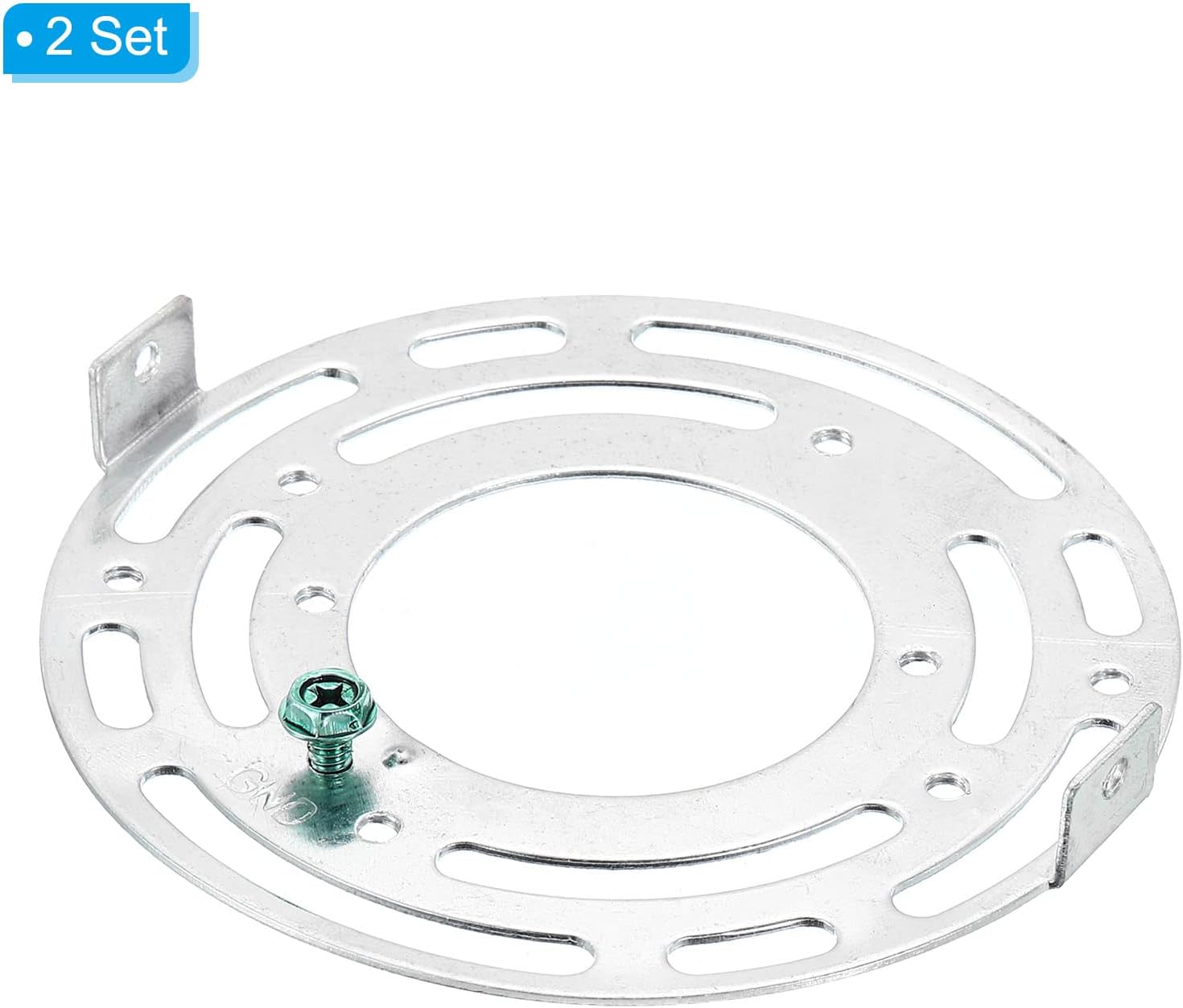 PATIKIL 4" Light Fixture Mounting Bracket, 2 Pack Light Crossbar Round Ceiling Fan Mount Plate Universal with Ground Screw for Home Chandelier Lamp, Silver