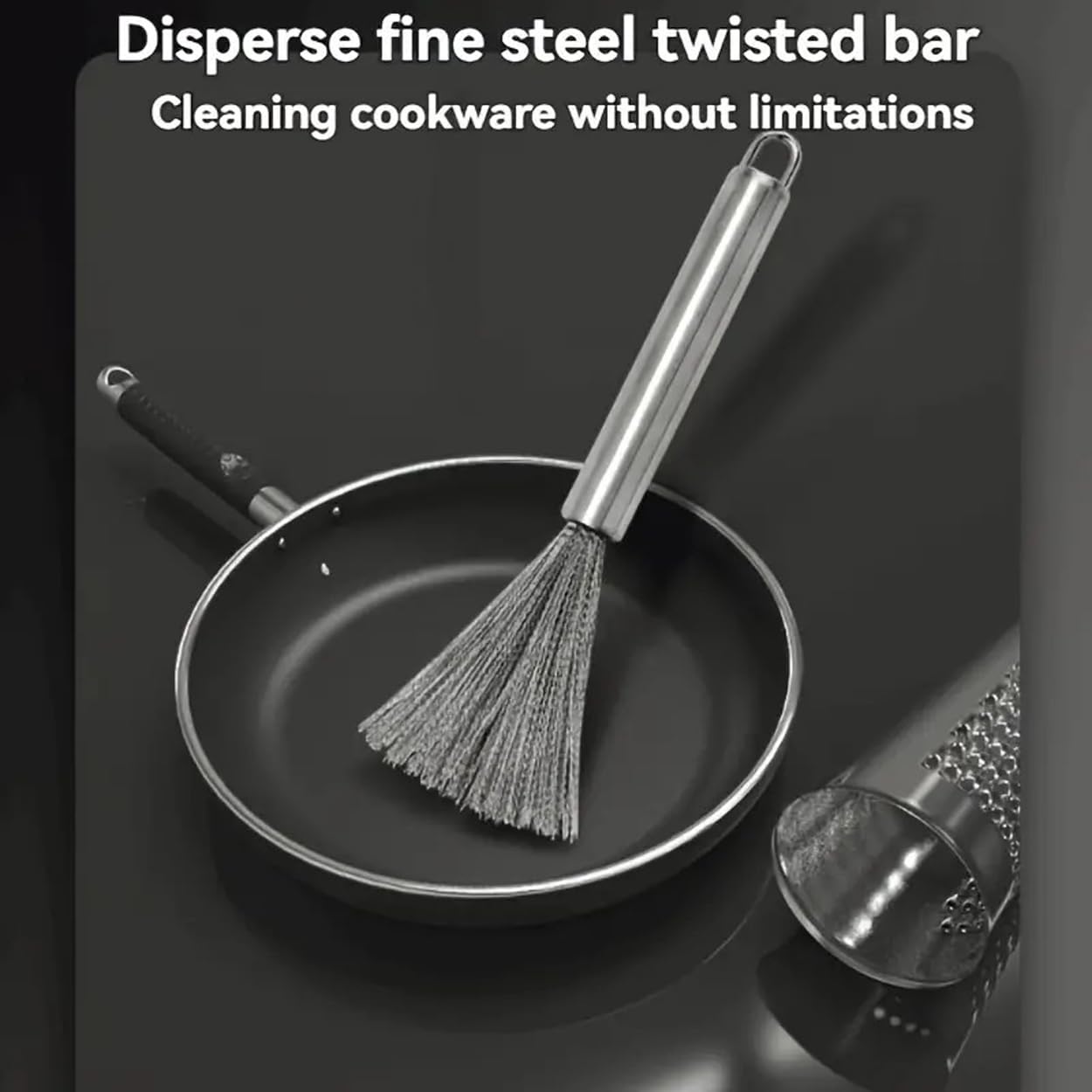 MEZON Kitchen Cookware Scrubber Brush Stainless Steel Cleaning Brush for Pots Pans Efficient Dish Cleaning Scraper with Handle Cookware Scrubber (3) 2