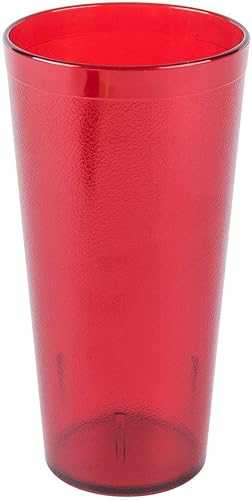 Vaso de restaurante de 16 onzas, apilables, plástico resistente a la rotura, juego de 6 unidades, color rojo rubí