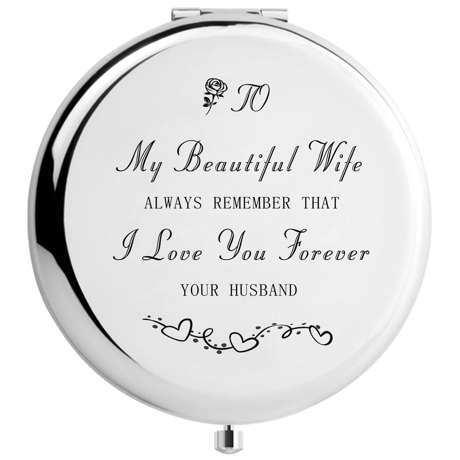 Gifts for Women Meaningful Makeup Mirror, I Love You Travel Mirror, Silver,