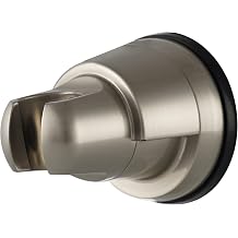 Shower Head Holder Vacuum Suction Handheld Shower Holder, Brushed Nickel | Removable Shower Head Bracket for Bathroom, Adhesive No Drill Showerhead Holder, Height Adjustable, Extra Adhesive 3M Disc