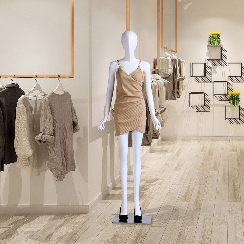0703 0703 Mannequin de vitrine abstrait peint blanc mat Tête abstraite Homme Femme (0703 Femme debout)