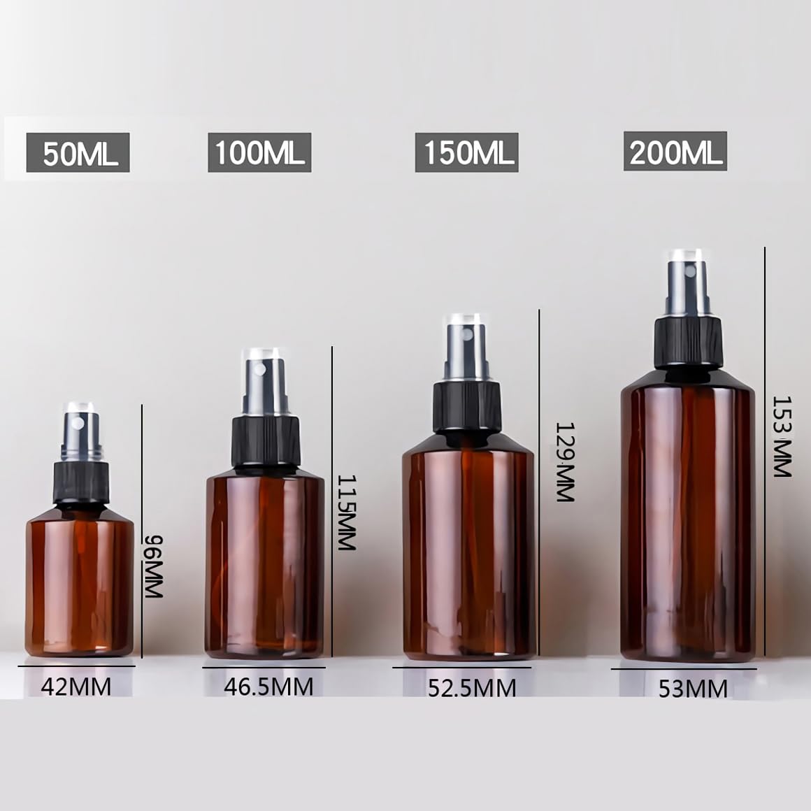 24 pièces 200ml Marrone Rechargeable flacons vaporisateurs vides en plastique Avec Sprayer Noir, l'eau l'alcool Cosmétique Voyage Parfum