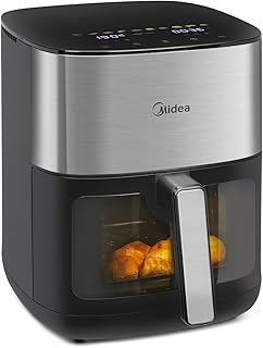 Midea Air Fryer Fritadeira 6L, 9 Menus Predefinidos, Tela de Toque LED, Desligamento Automático, Função IOT, 90% Menos Gordura, cesta Antiaderente e Prato Mais Crocante 127V/60Hz - Produto 5 mais recomendado com 4.8 estrelas