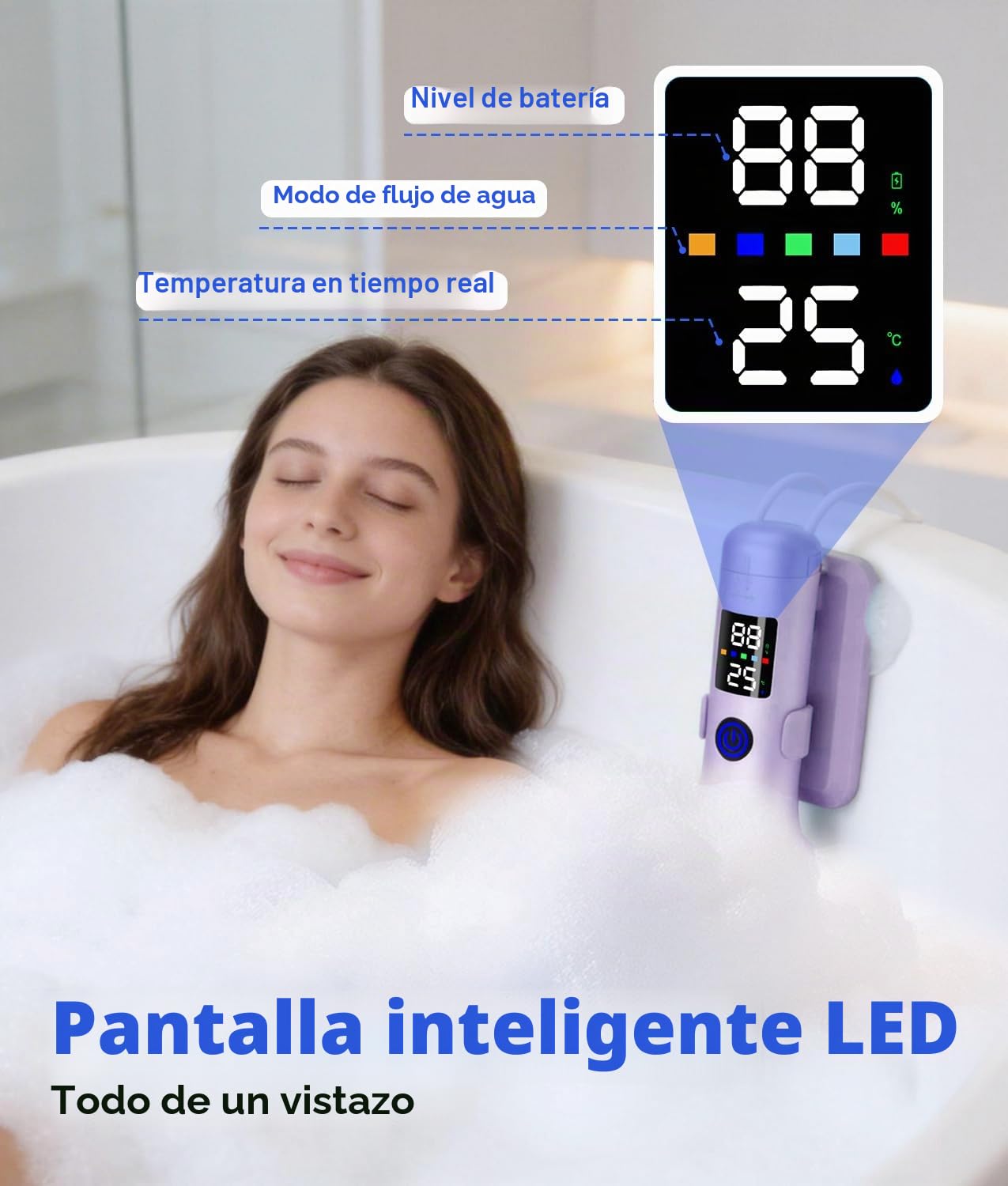 PAHTTO Spa de hidromasaje para bañera, accesorio portátil para bañera con 5 niveles de velocidad ajustables, chorros para bañera para un spa en casa y relajación (morado)