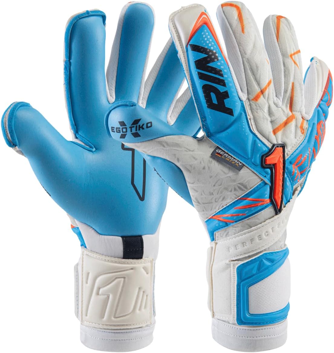 Rinat Egotiko X TR Pro Goalkeeper Gloves, Traxion Formula Latex Grip, Hybrid Negative-Roll Cut, Impact Absorption, Breathable Backhand, Adjustable Wrist Closure