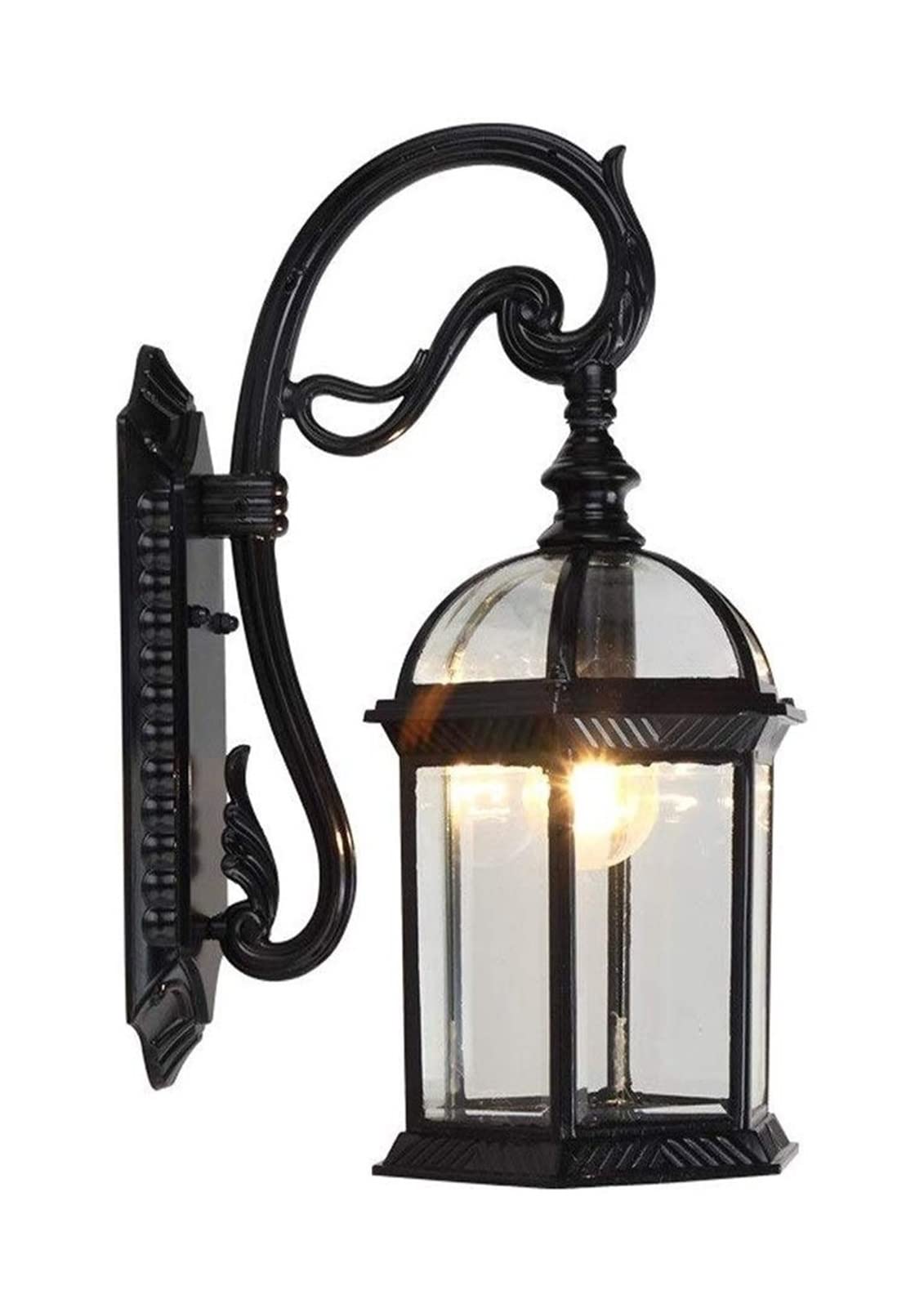 Moda Tradycyjny Wodoodporny odlew aluminiowy Vintage Ganek Kinkiet Zewnętrzna szklana brama Ścienna latarnia Dekoracja świetlna Przedpokój Ogród zimowy Balkon Lampa montowana E27 Edison Wewnątrz i