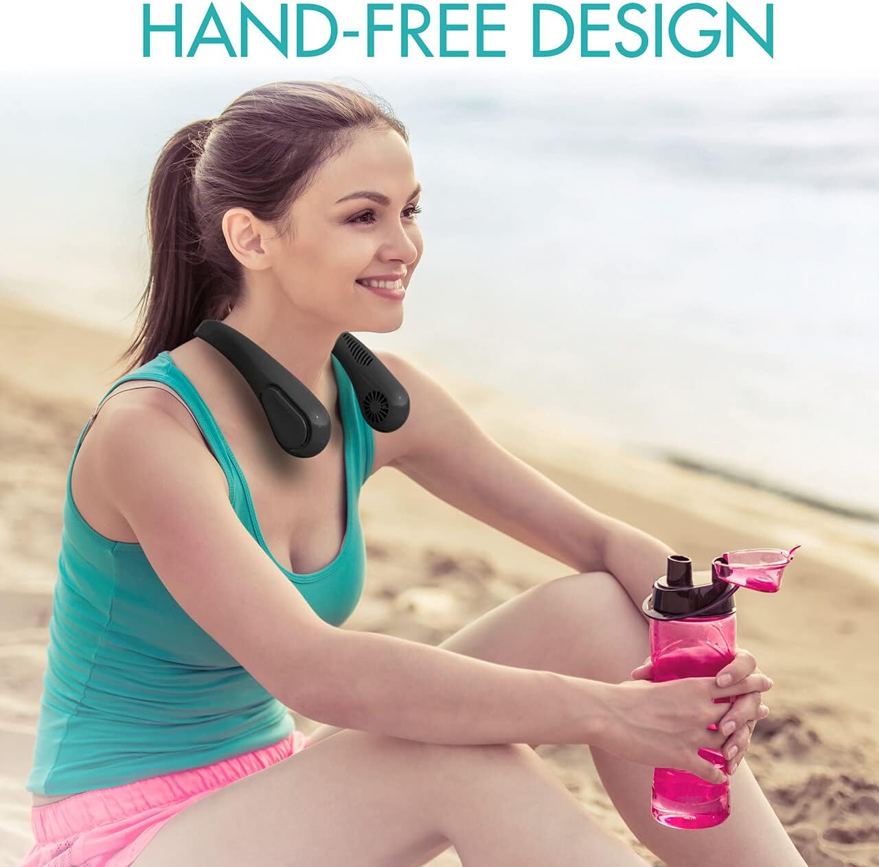 Bladeless Neck Fan, 5000mAh Rechargeable Battery Powered, 3 Speeds, Angle Adjustable, Hand-free Neck Fan for Both Outdoor & Indoor Use, UL Certified, Black : Home & Kitchen