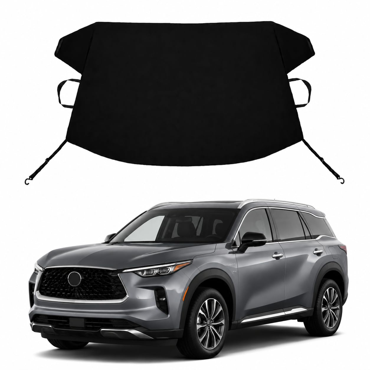 QX60 Custom Windshield Cover for Ice and Snow in-fi-ni-ti QX60 Heavy Duty 600D Oxford Fabric Windshield Protector Fit Waterproof Frost Snow Cover Winter Car Accessories