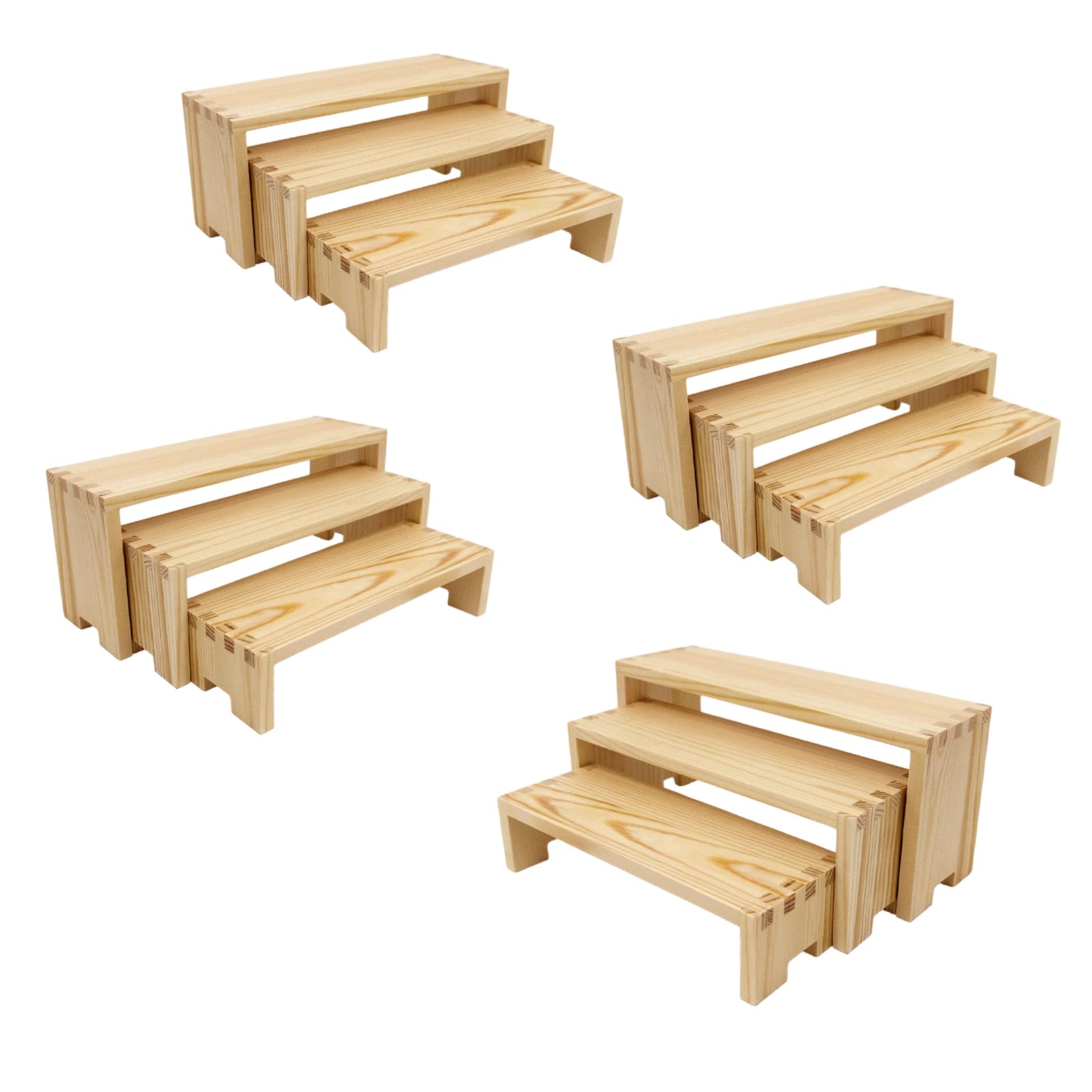 Yikaroeli 12Pcs Wood Display Risers Wooden Stands 3 Tier 4 Set Display Stand for Vendor Events Cupcake Stands Cake Dtand Perfume Shelf Dessert Food