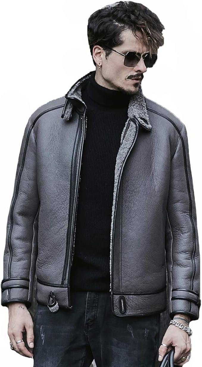 Amazon プレミアムムートン羊毛革 ムートン ジャケット メンズ ムートン フライトジャケット コート ジャケット 通販