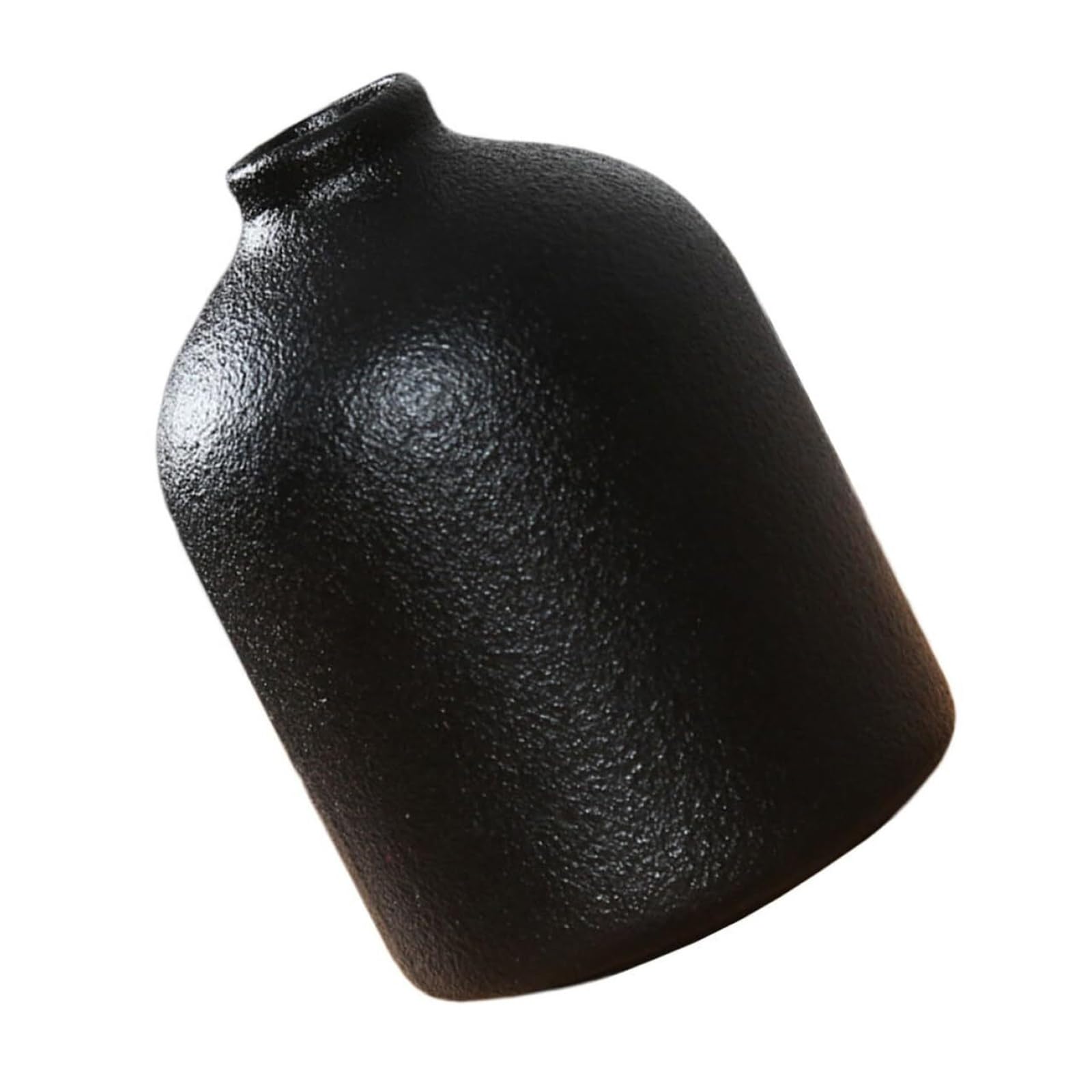 Florero pequeño de cerámica negro mate para decoración de sala de estar