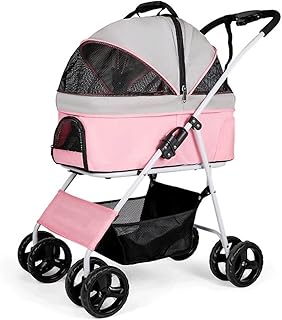 Carrinho de passeio para cães de estimação para cães de médio porte, carrinho de passeio removível para animais de estimação carrinho de passeio premium para gatos com carrinho de trans