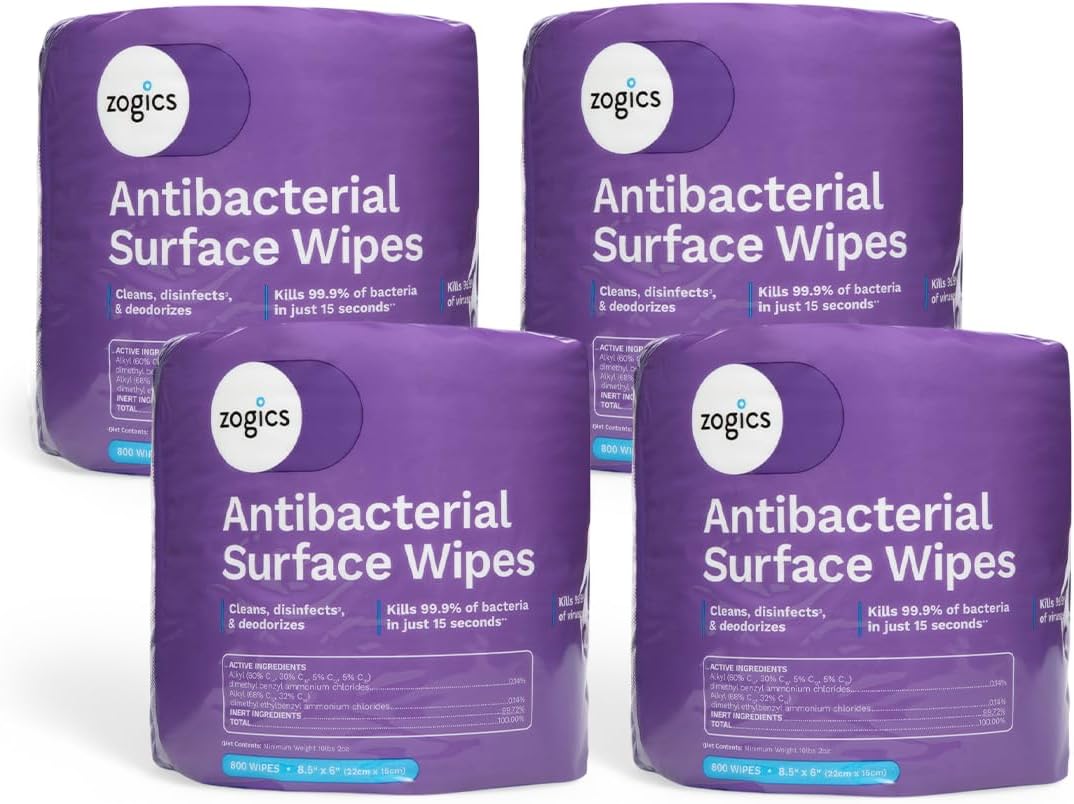 Antibacterial Wipes – Disinfecting Wipes for Sanitizing and Cleaning Surfaces and Equipment, EPA Registered Antibacterial Cleaning Wipes (3,200 Count – 4 Rolls of 800 Wipes)