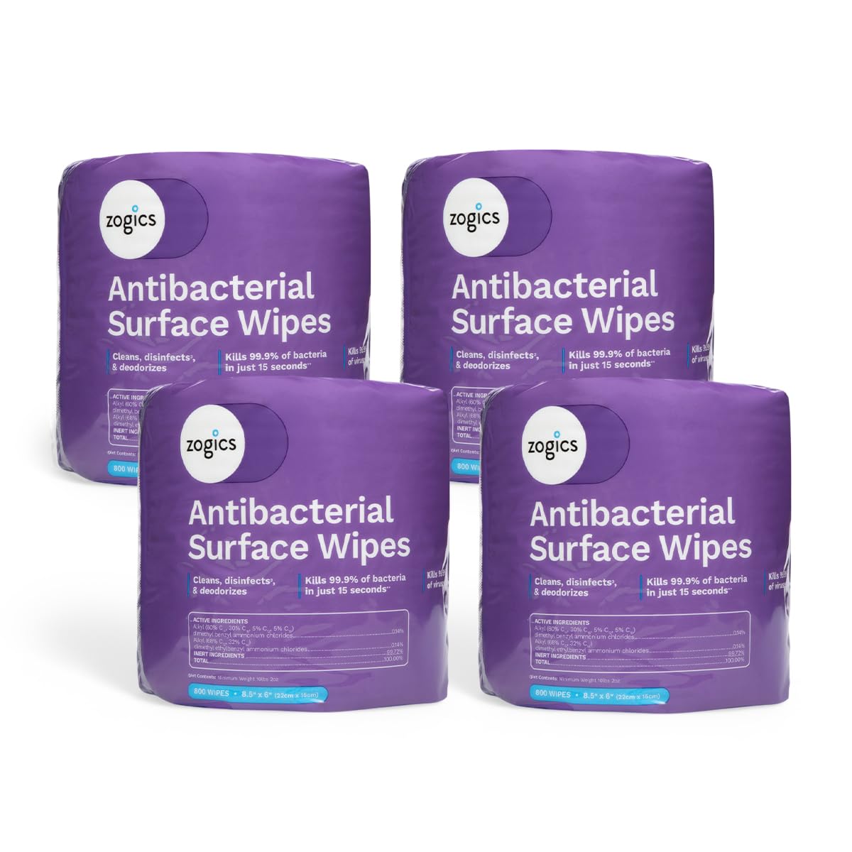 Zogics Antibacterial Wipes Disinfecting Wipes for Sanitizing and Cleaning Surfaces and Equipment EPA Registered Antibacterial Cleaning Wipes 3