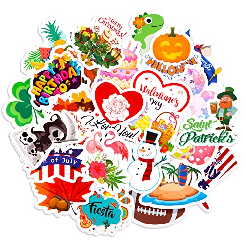 Outus 50 Pieces Christmas Seasonal Stickers for Kids Holiday Stickers Teachers Assortment Party Favor for a Whole Year Christmas Easter Halloween...