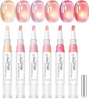 6-Color Water-Based Cat Eye Nail Polish Pen Set with Magnetic Wand | Pink Nail Polish Quick Dry,Magnetic Cat Eye Effect, One Step Gel Nail Polish Pens, No UV Lamp,Women DIY Manicure,5ML Each