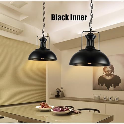 Miniatura 5 de Iluminación colgante vintage de metal negro con cadena para isla de cocina, altura ajustable, lámpara colgante industrial, pantalla individual para