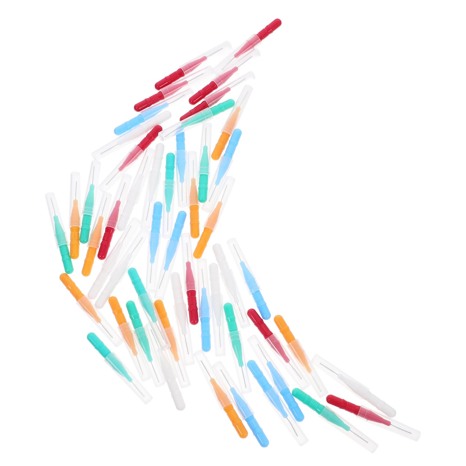 Unomor 50pcs Interdental Brushes for Portable Stainless Steel Brush Head Easy-to-use for Care