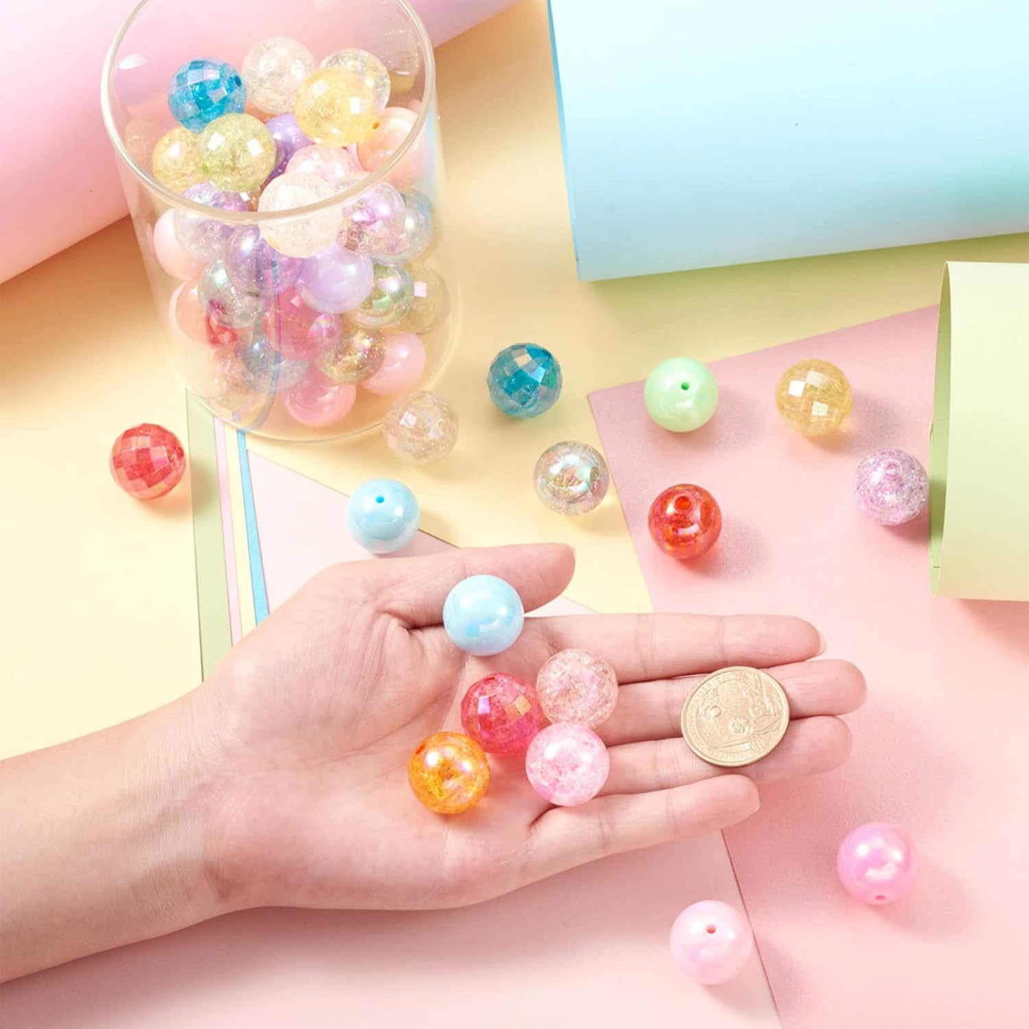 Beadthoven 100pcs 20mm Mix Chunky Bubblegum Acrylic Beads 5style Colorful AB Round Gumball Beads Loose Craft Spacers for DIY Pen Jewelry Making Chunky Necklace Bracelet Beaded Chain Supplies - Image 5