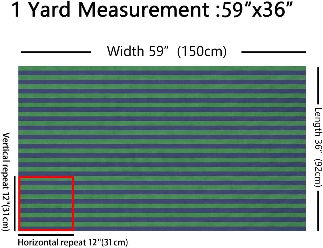 Erosebridal Striped Fabric by The Yard, Green and Blue Stripe Upholstery Farmhouse Ticking Stripes Decorative Horizontal Outdoor Fabric,Adults Abstract DIY Waterproof Sewing,5 Yards