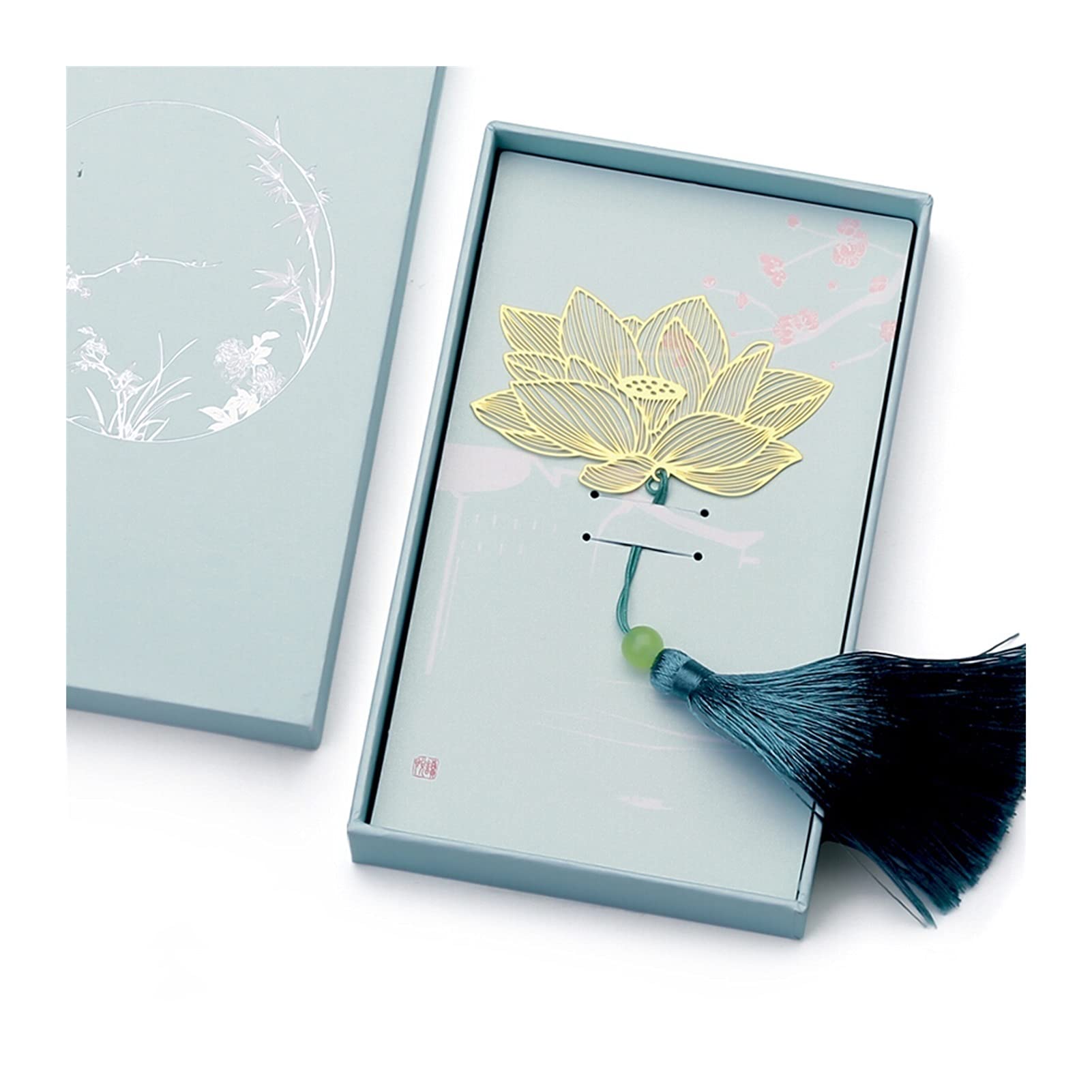 Marque-page rétro en métal de style classique chinois avec pompon minimaliste