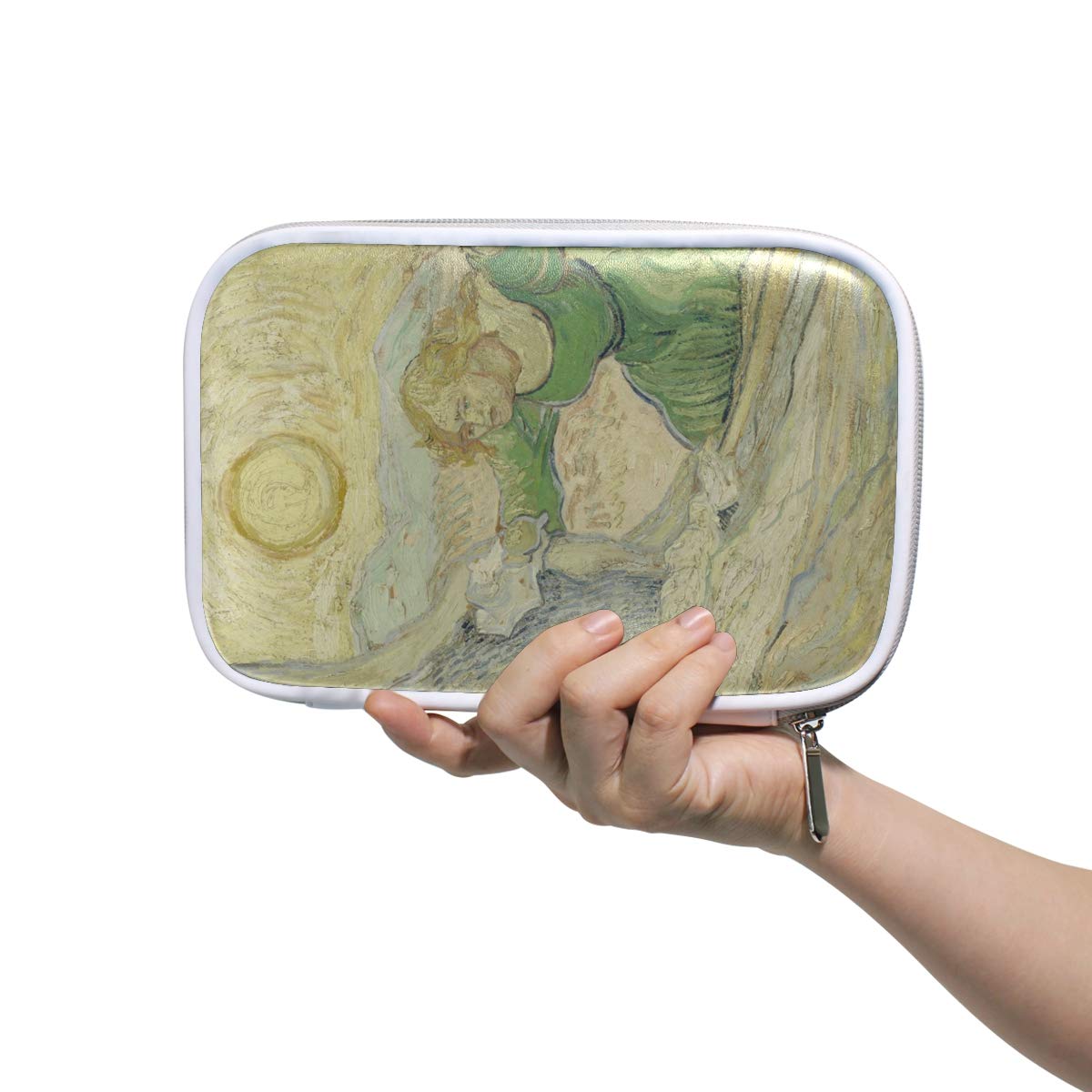 FANTAZIO Pencil Organizer Van Gogh Lazarus Deluxe PU Leather Cosmetic Bag Pencil Box Large for Pencils or Makeup Brush